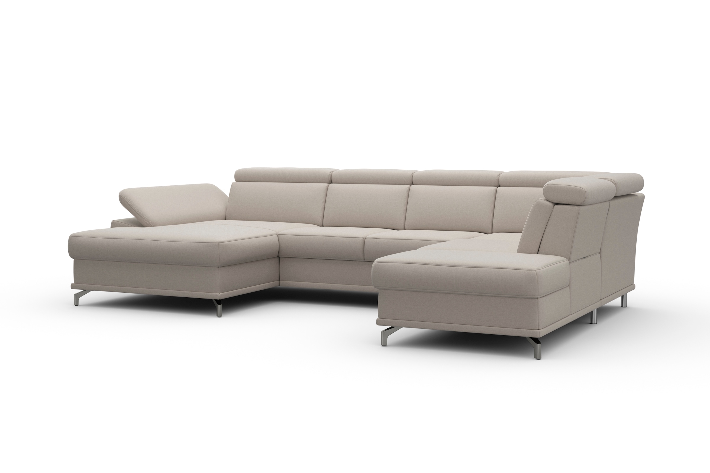 sit&more Wohnlandschaft »Cabrio U-Form, mit Sitztiefenverstellung, Arm- und Kopfteilverstellung«, 3 Nierenkissen, Federkern, optional Bettfunktion und Stauraum