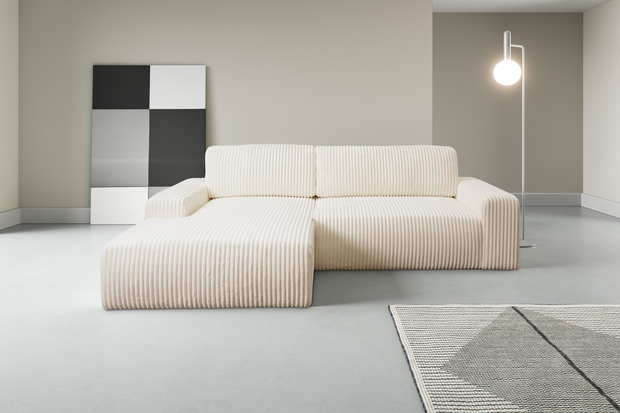 WERK2 Ecksofa »Rotterdam-L, kuschelweicher Cord oder Breitcord, L-Form, Bre günstig online kaufen