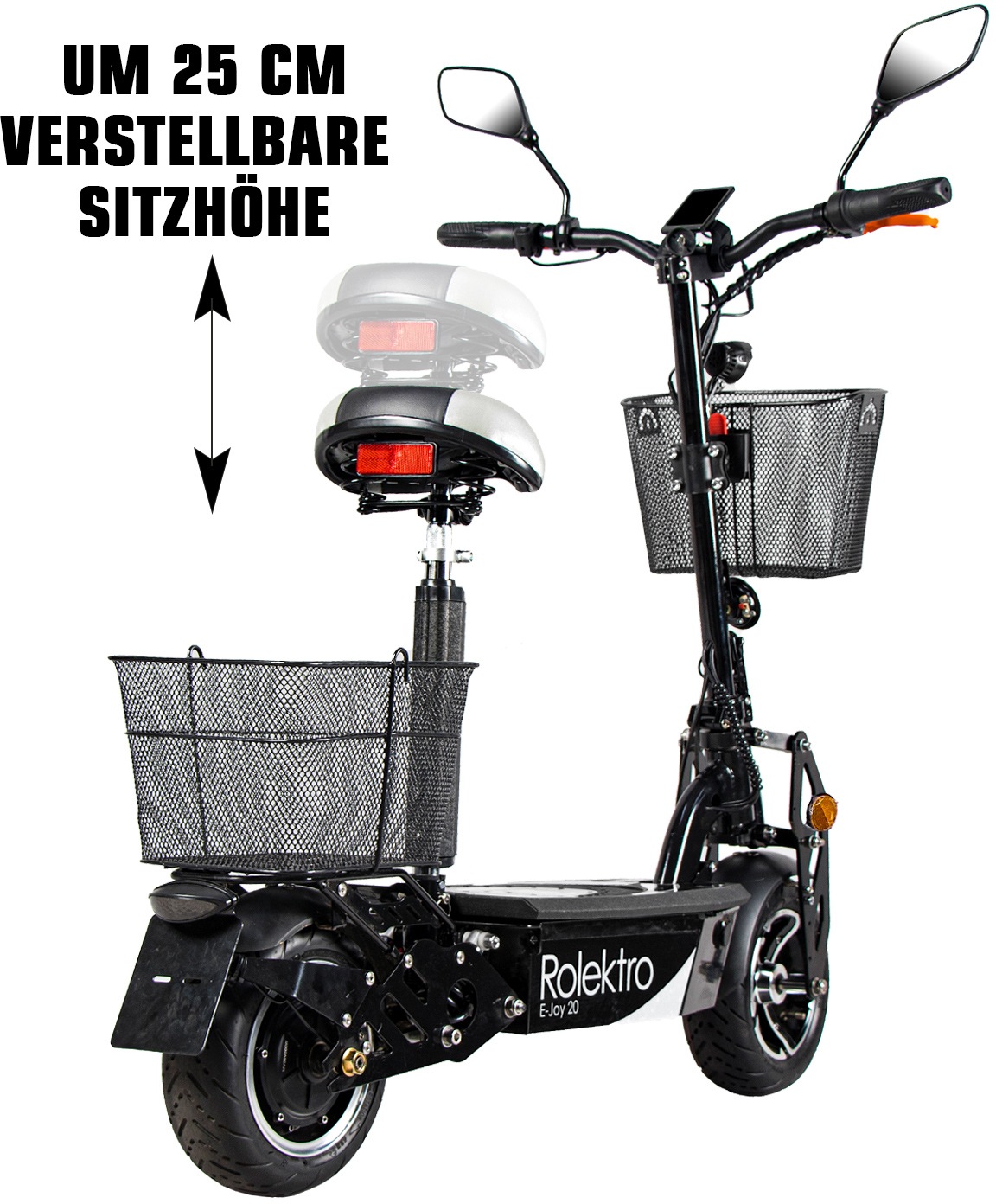 Rolektro E-Mofaroller »E-Joy 20, Schwarz, 36V-12AH Blei-Gel Akku, 500 Watt«, bis zu 30 km Reichweite