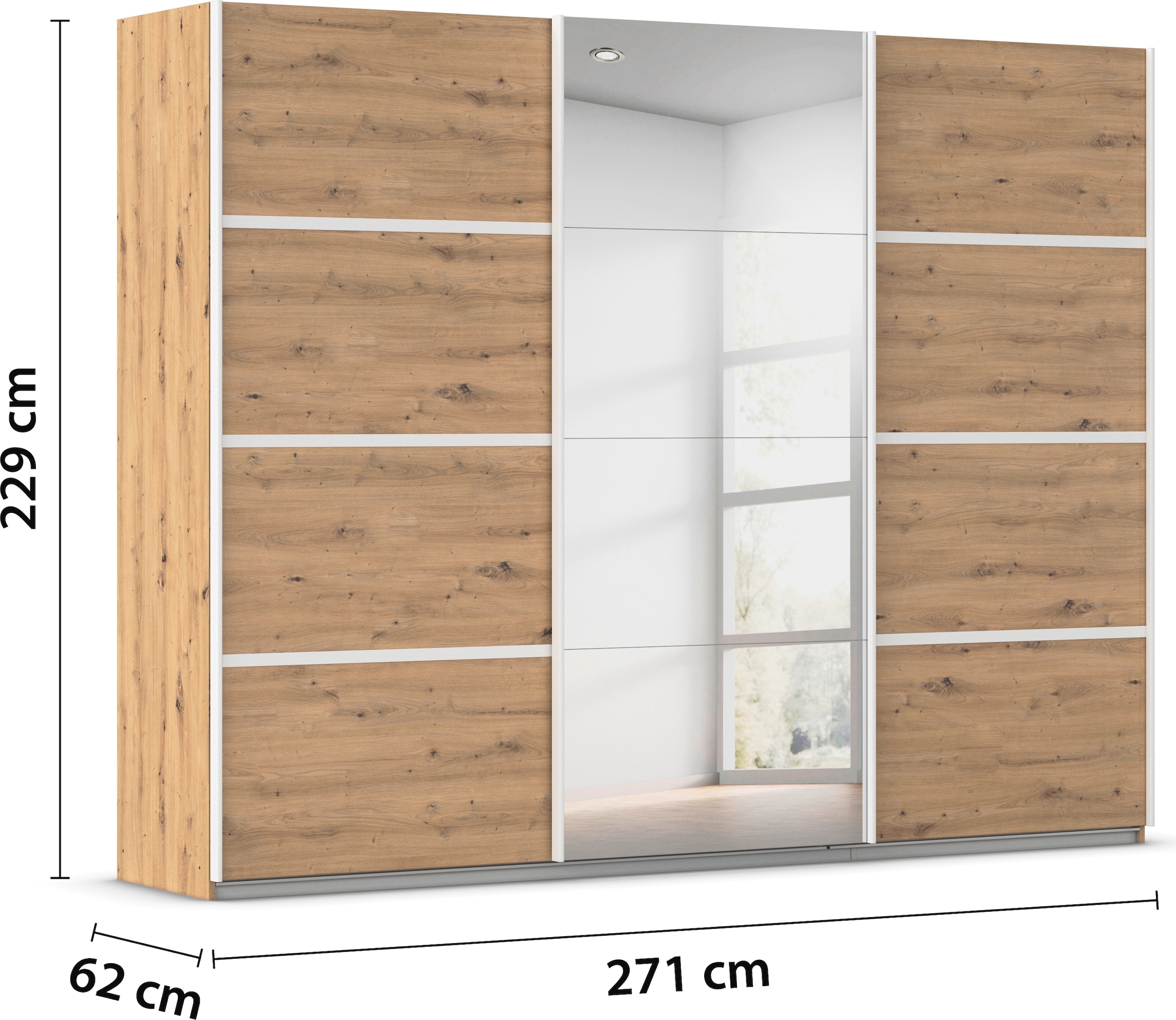 rauch Kleiderschrank »Schwebetürenschrank OTTO´s Choice Garderobe Schrank TOP ANGEBOT Avola«, (in 3 verschiedenen Ausstattungen BASIC/CLASSIC/PREMIUM inkl. Spiegel), mit eleganten Zierleisten in Chrom, Schwarz oder Weiß MADE IN GERMANY