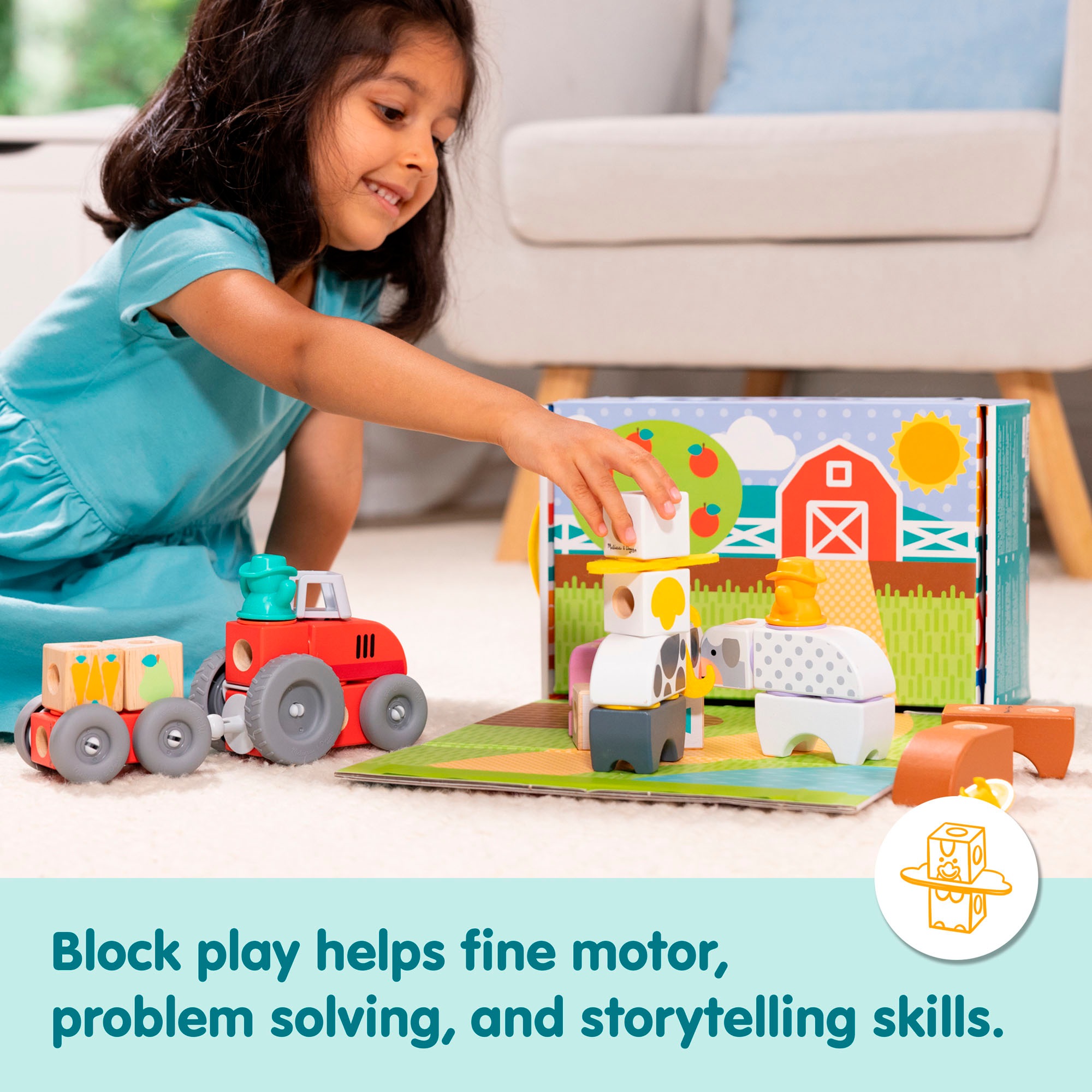 Spin Master Spielbausteine »Melissa & Doug Blockables Bauernhof«, (56 St.)