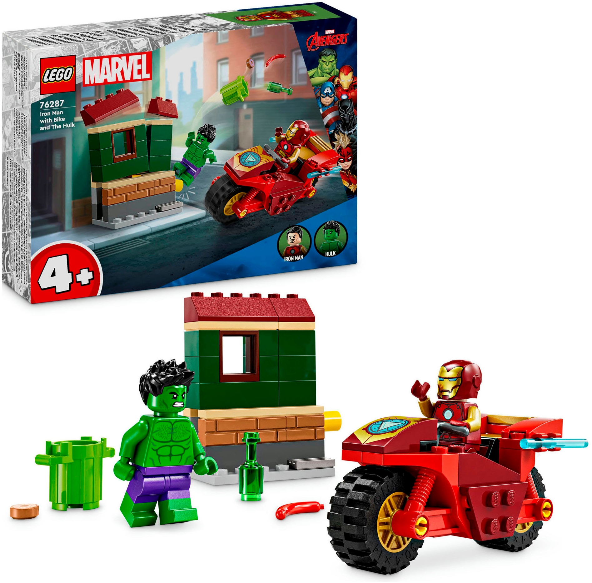 Konstruktionsspielsteine »Iron Man mit Bike und der Hulk (76287), LEGO Super Heroes«,...