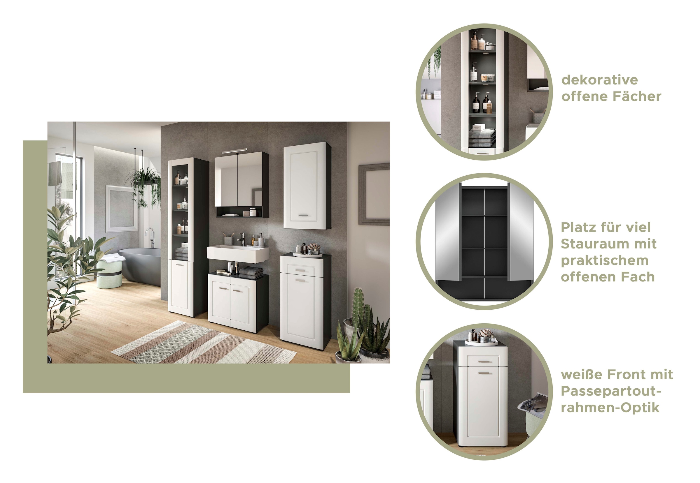 INOSIGN Hochschrank »Jarvi, Breite 40 cm, 1 Tür (Türanschlag wechselbar), 4 Einlegeboden«, (1 St.), Standschrank, Badmöbel, Badschrank, Schrank, Bad, Badezimmer