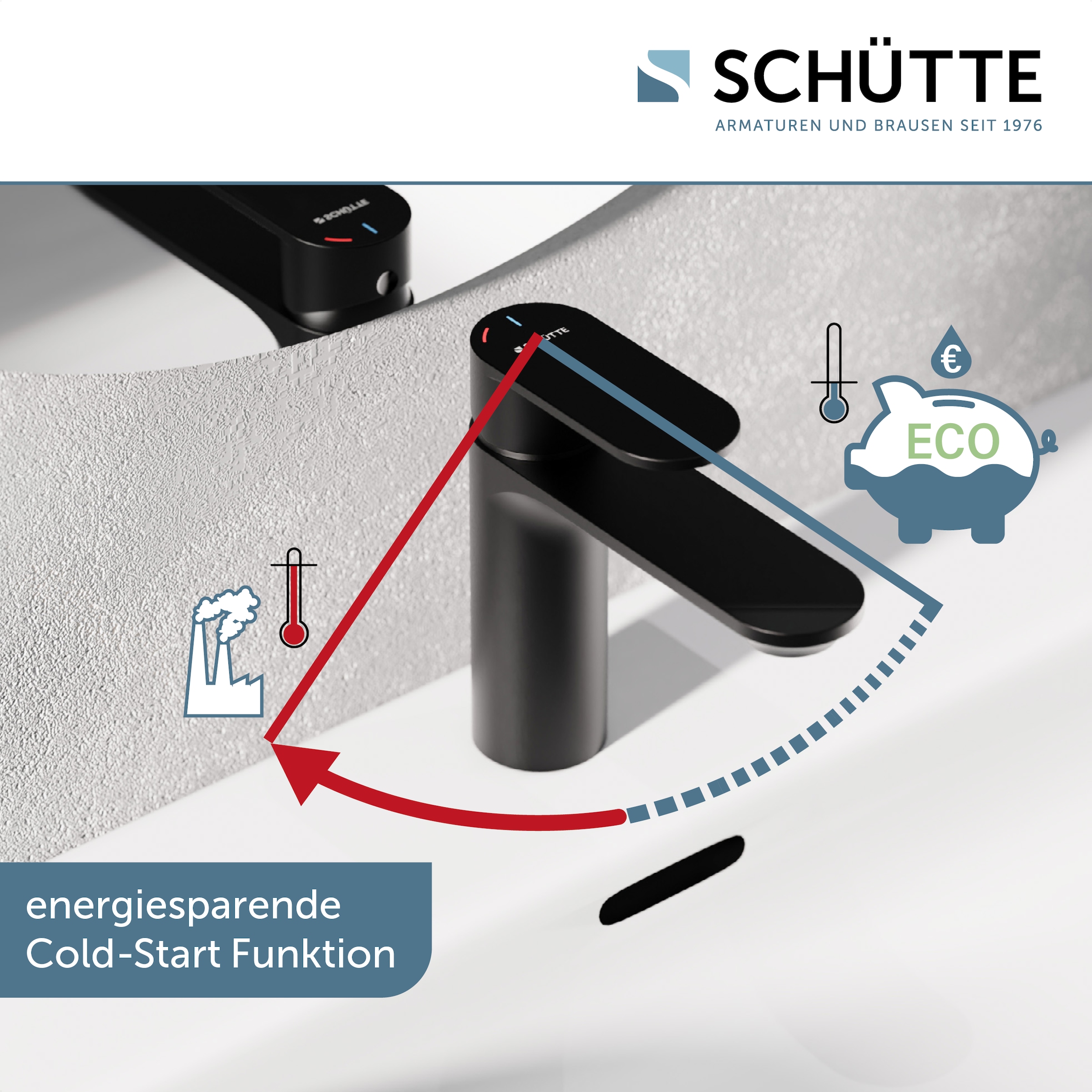 Schütte Waschtischarmatur »MONTANA« Wasserhahn Ablaufgarnitur Exzenter Energiesparende Cold-Start-Funktion