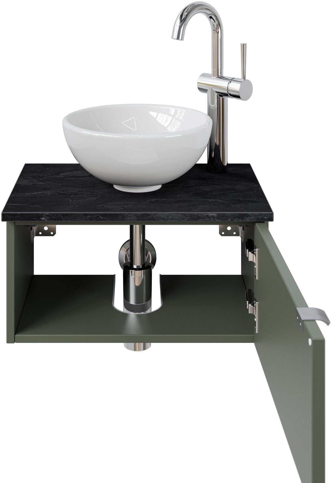 Saphir Waschtisch »Serie 6915 Waschschale mit Unterschrank für Gästebad, Gäste WC«, 51 cm mit Keramik-Aufsatzbecken und 1 Tür