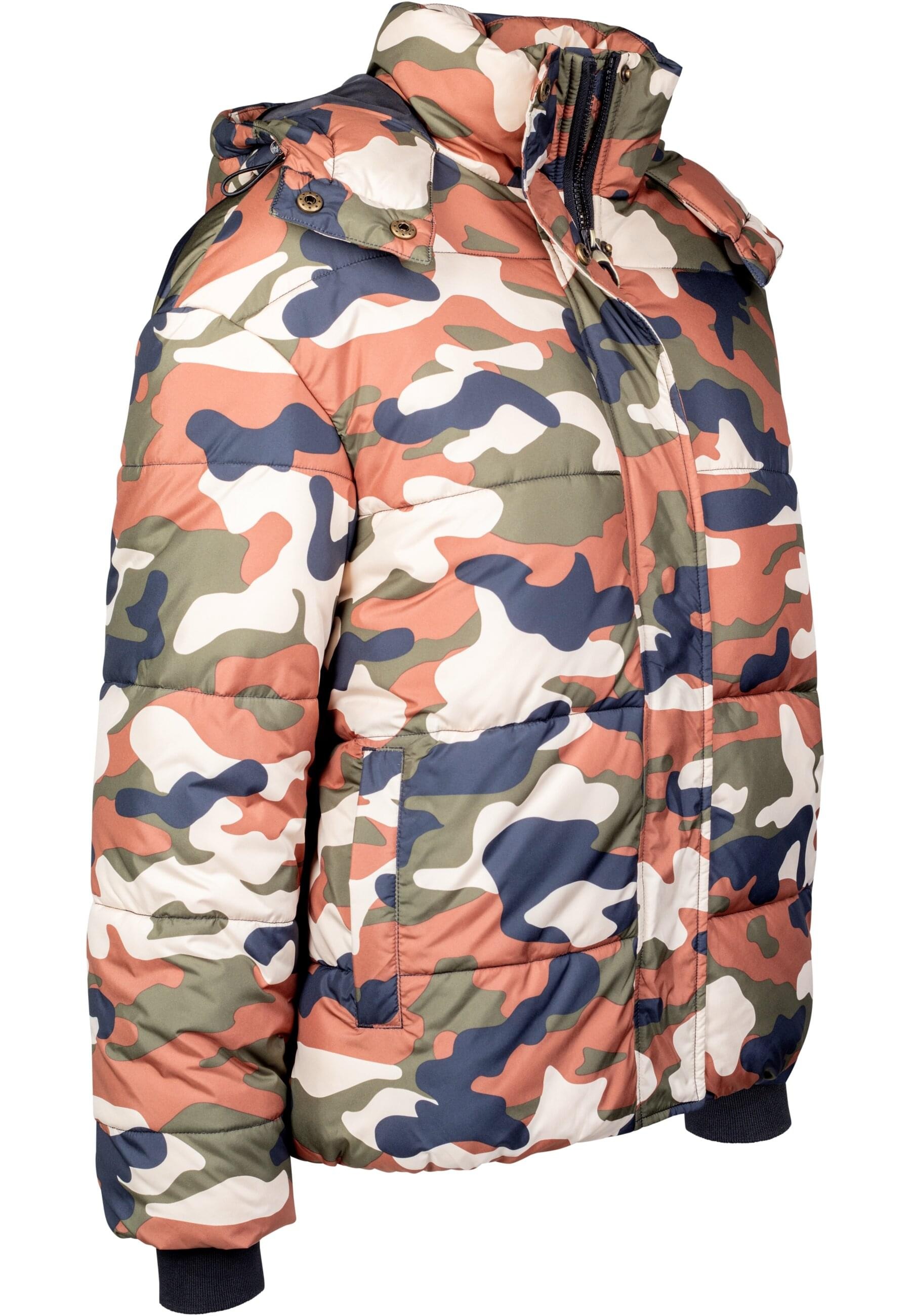 URBAN CLASSICS Winterjacke »Urban Classics Damen Ladies Boyfriend Camo Puffer Jacket« 1 Stk. tlg. mit Kapuze