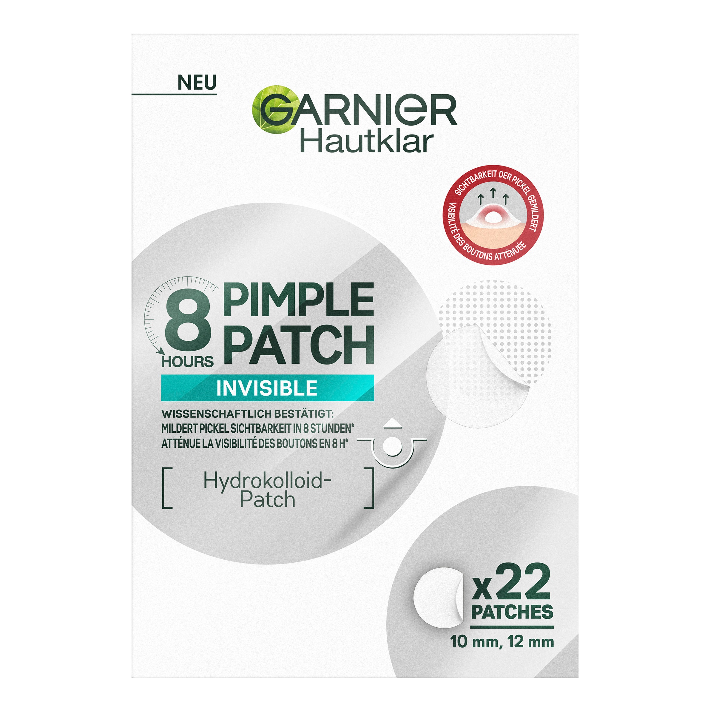 GARNIER Pickel-Tupfer »GARNIER 8H INVISIBLE PIMPLE PATCH« Flacht Pickel ab mit Hydrokolloid, keine Pickelmale.