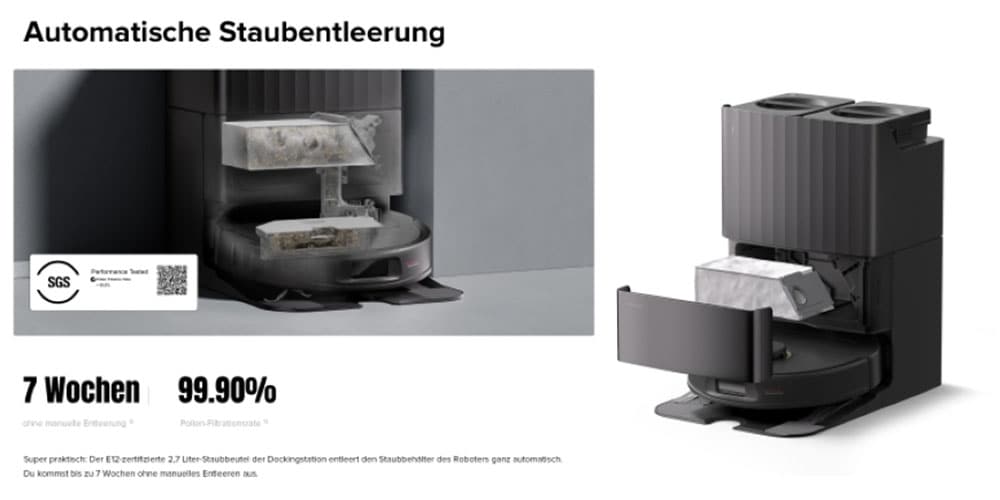 Roborock Saugroboter »Roborock Qrevo 5AE mit Wischfunktion, autom. Moppanhebung,« leistungsstarke 12.000 Pa Saugleistung, LDS-Navigationssystem,