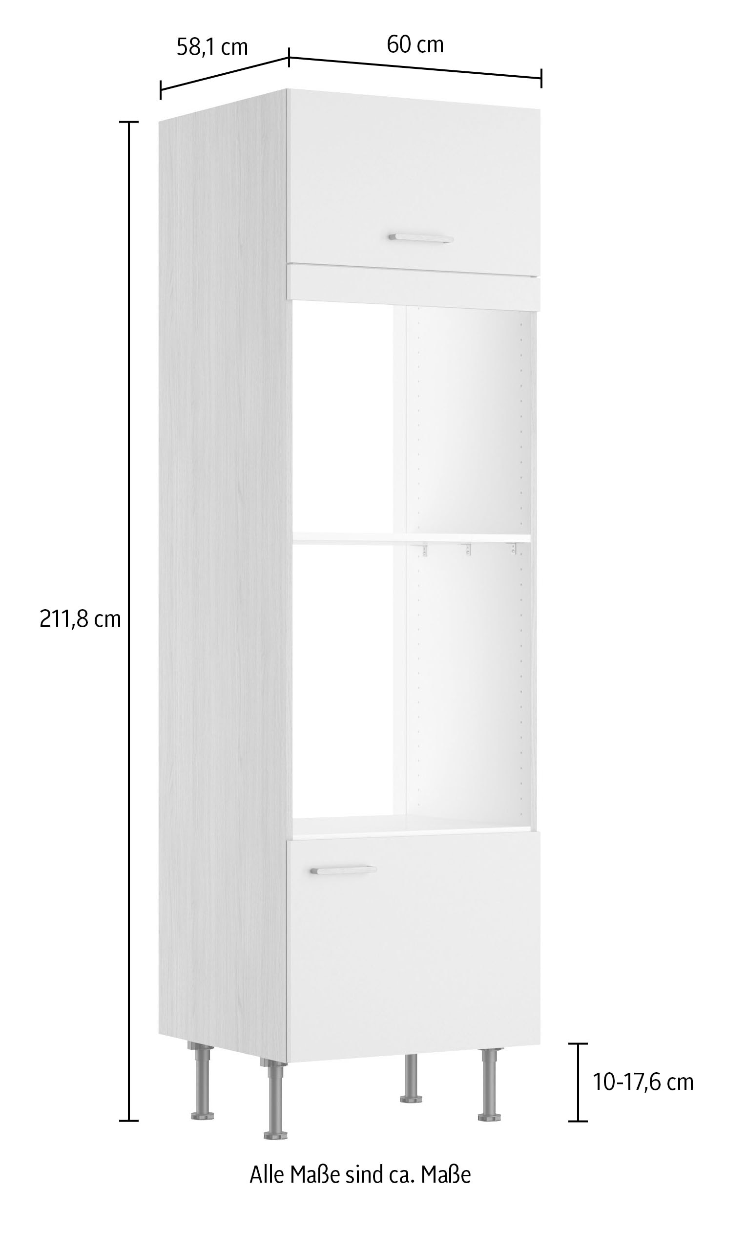 KOCHSTATION Mikrowellenumbauschrank »KS-Lucy« Breite 60 cm, mit 1 Tür, 1 Klappe, Soft-Close, höhenverstellbare Füße