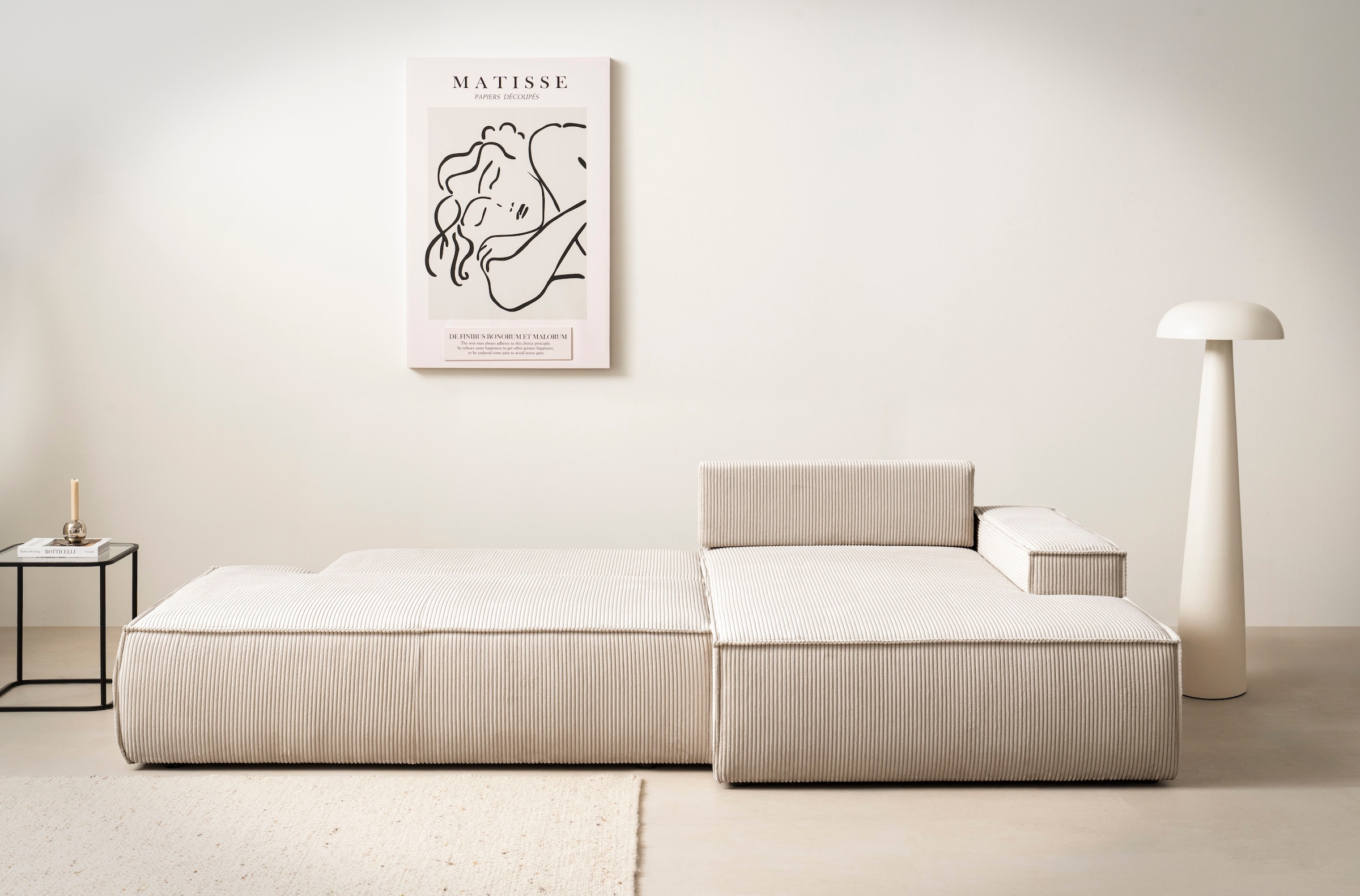 Home affaire Ecksofa »SHERWOOD, Schlafsofa in L-Form offen (275cm), Cord, Leinenoptik«, Schlaffunktion und Bettkasten, Kedernaht, hoher Sitz- & Liegekomfort