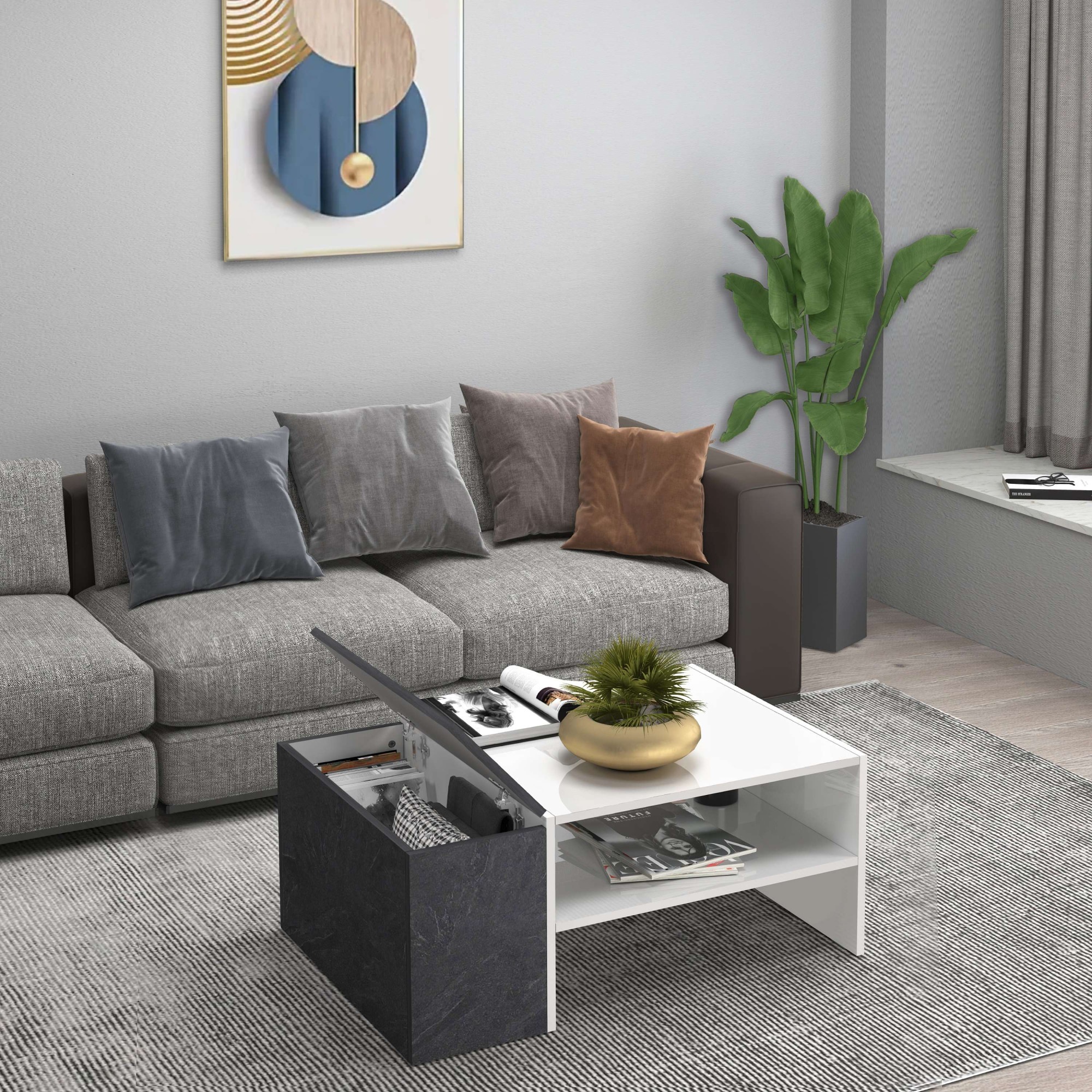 INOSIGN Couchtisch »Coro, Couchtisch, Couchtisch mit seitlichem Stauraum,Sofatisch«, Länge 90 cm, mit zwei Ablagefächern davon eines geschlossen