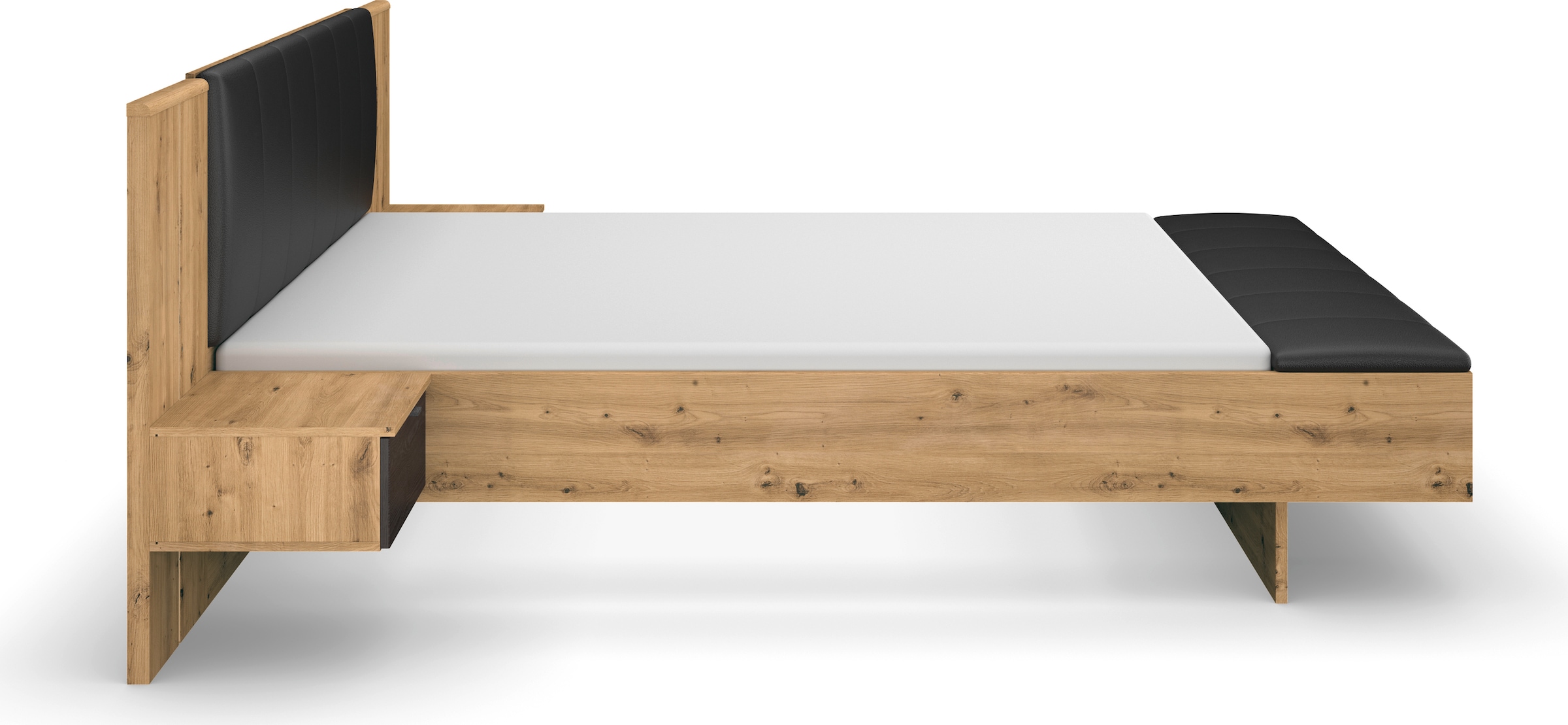 rauch Bettanlage »Bett Doppelbett Futonbett APOLLON«, (Set, 5 tlg., Bettbank mit 3 Schubladen Push-to-Open Funktion), 2 Hänge-Nachttische, Paneele mit Beleuchtung MADE IN GERMANY