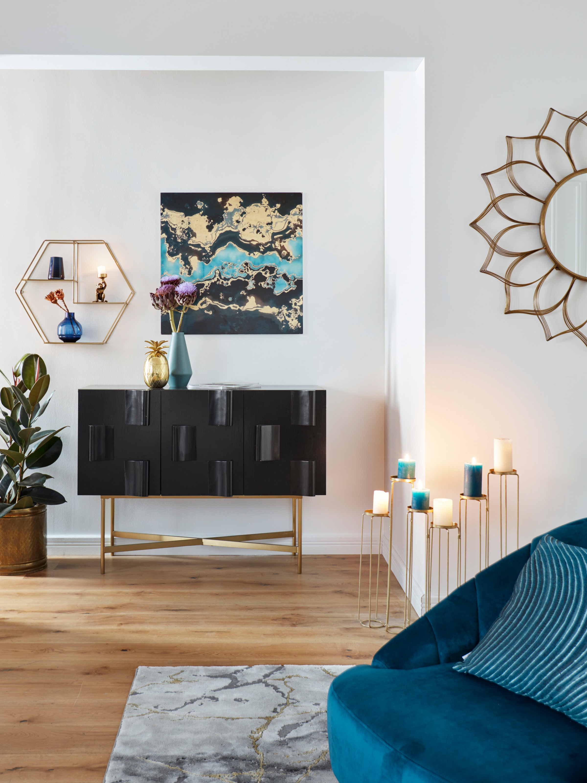 in online Element, sechseckiges goldfarben, »Hexagon«, Deko-Wandregal Leonique kaufen modernem Design