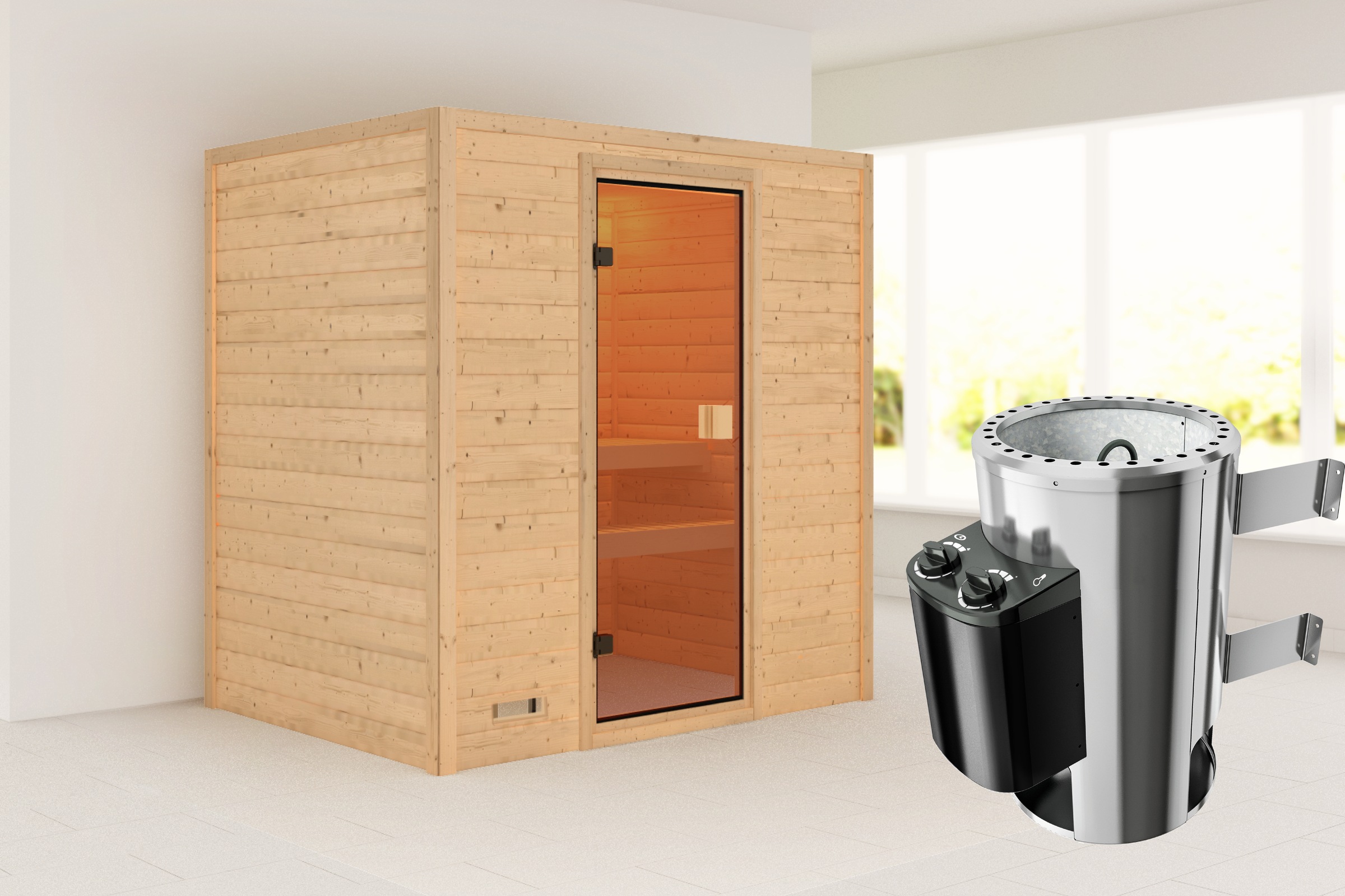 Karibu Sauna »"Sunie" mit bronzierter Tür, naturbelassen« aus hochwertiger günstig online kaufen