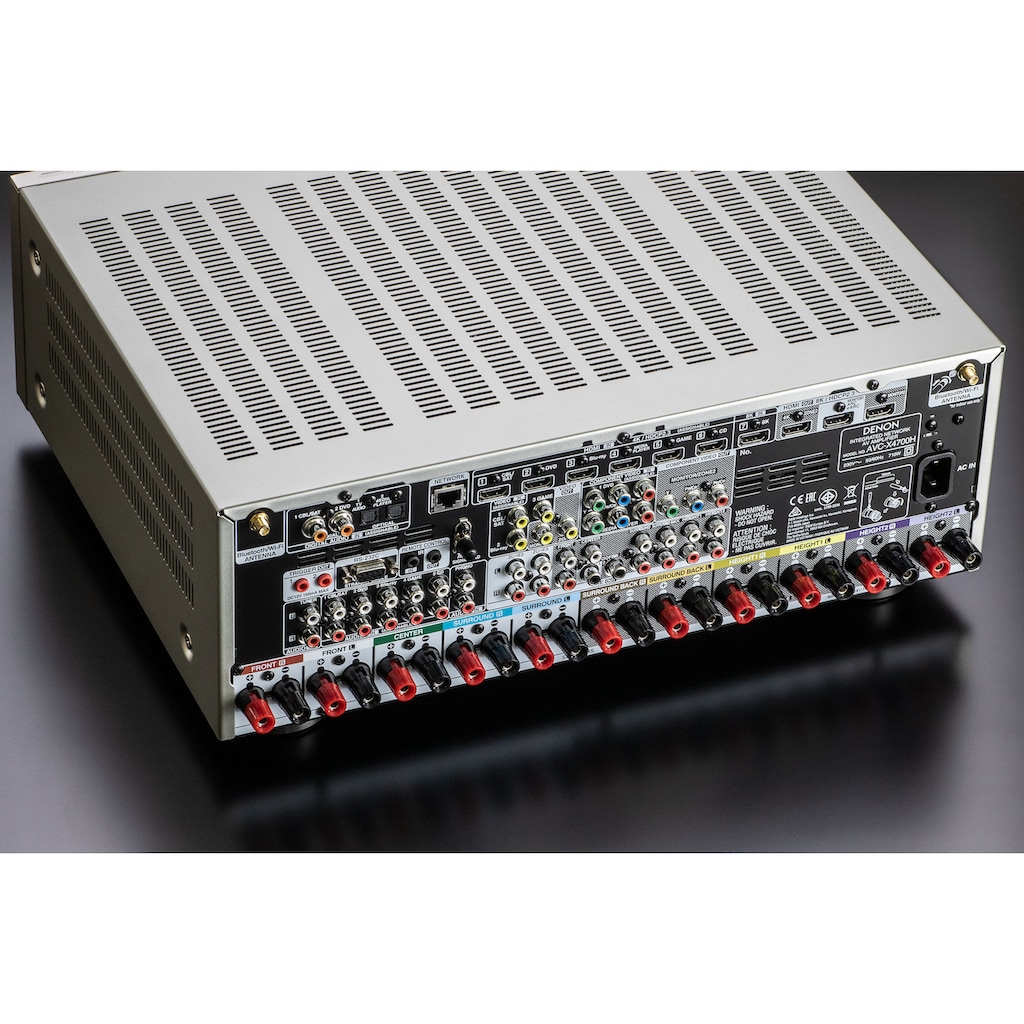 Denon AV-Receiver »AVCX4700 - 9-Kanal«, 9, (LAN (Ethernet)-WLAN-Bluetooth automatische Lautsprecherkalibrierung-USB-Mediaplayer-Video Upscaling-Sprachsteuerung), kabellose Multiroom-Musikstreaming-Technologie HEOS Built-in