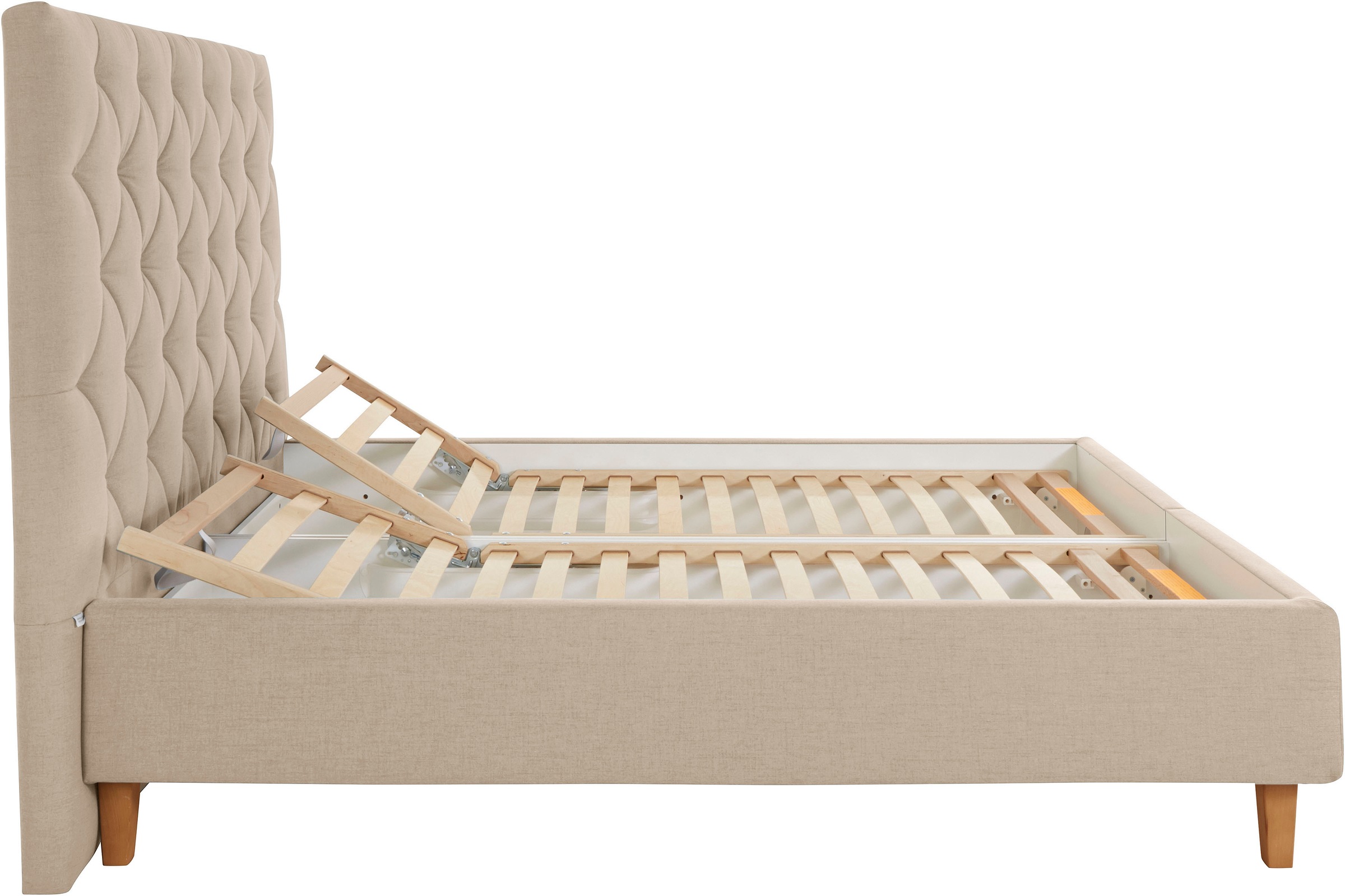 Home affaire Polsterbett »Sunley 140«, Kreuzsteppung, Kopfteilhöhe 142 cm, ohne oder mit Matratze/Lattenrost