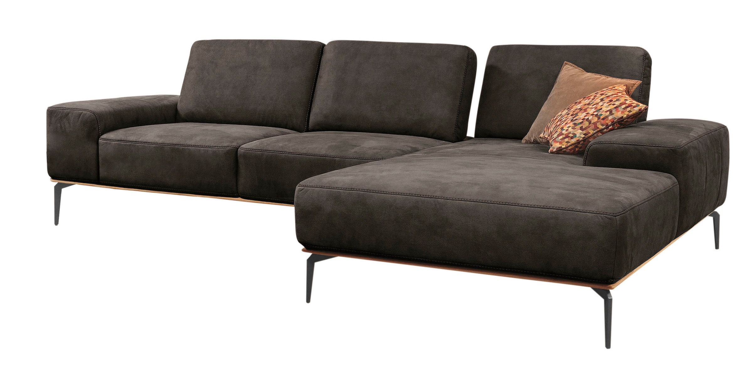 W.SCHILLIG Ecksofa »run, Designsofa mit tollem Sitzkomfort, bequem, L-Form« mit Holzsockel, Füße in Schwarz pulverbeschichtet, Breite 319 cm
