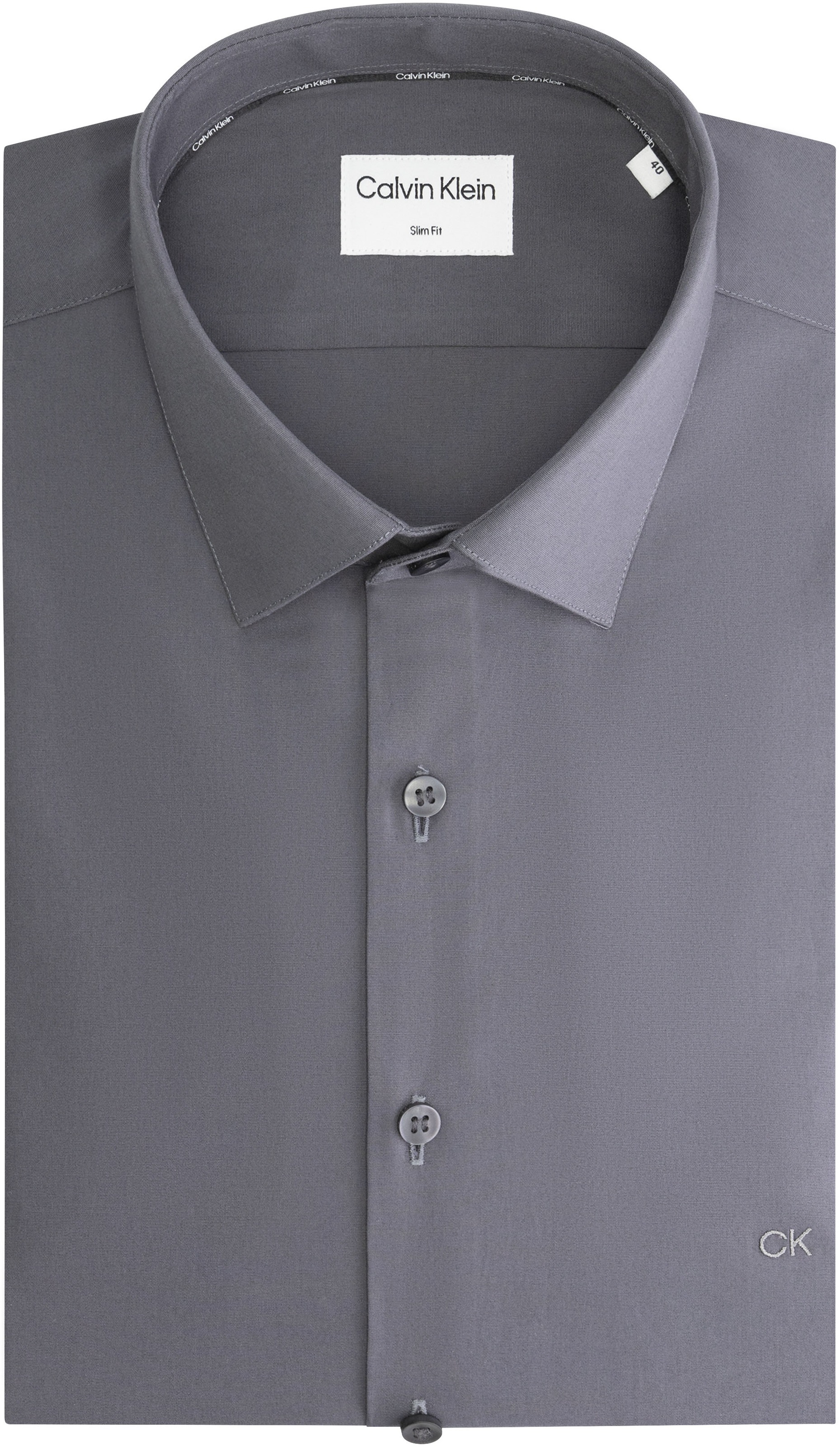 Calvin Klein Businesshemd »POPLIN STRETCH SLIM SHIRT«, mit Kentkragen, Logoprint auf Brusthöhe