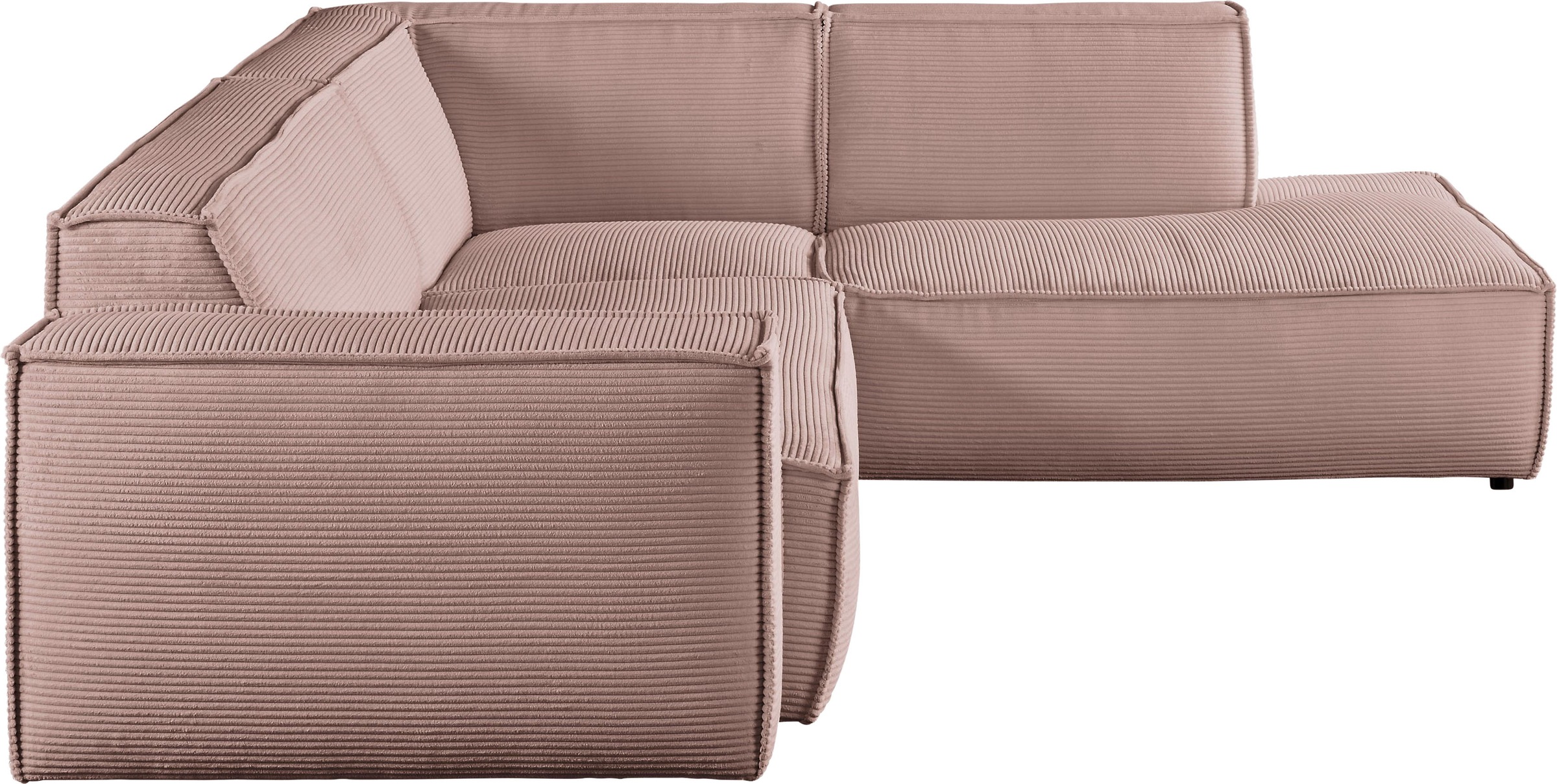3C Candy Ecksofa »Matteo in elegant, kubischer Formensprache, bequem, L-Form«, mit auffälliger Kedernaht, Cord-Bezug, Lounge-Charakter