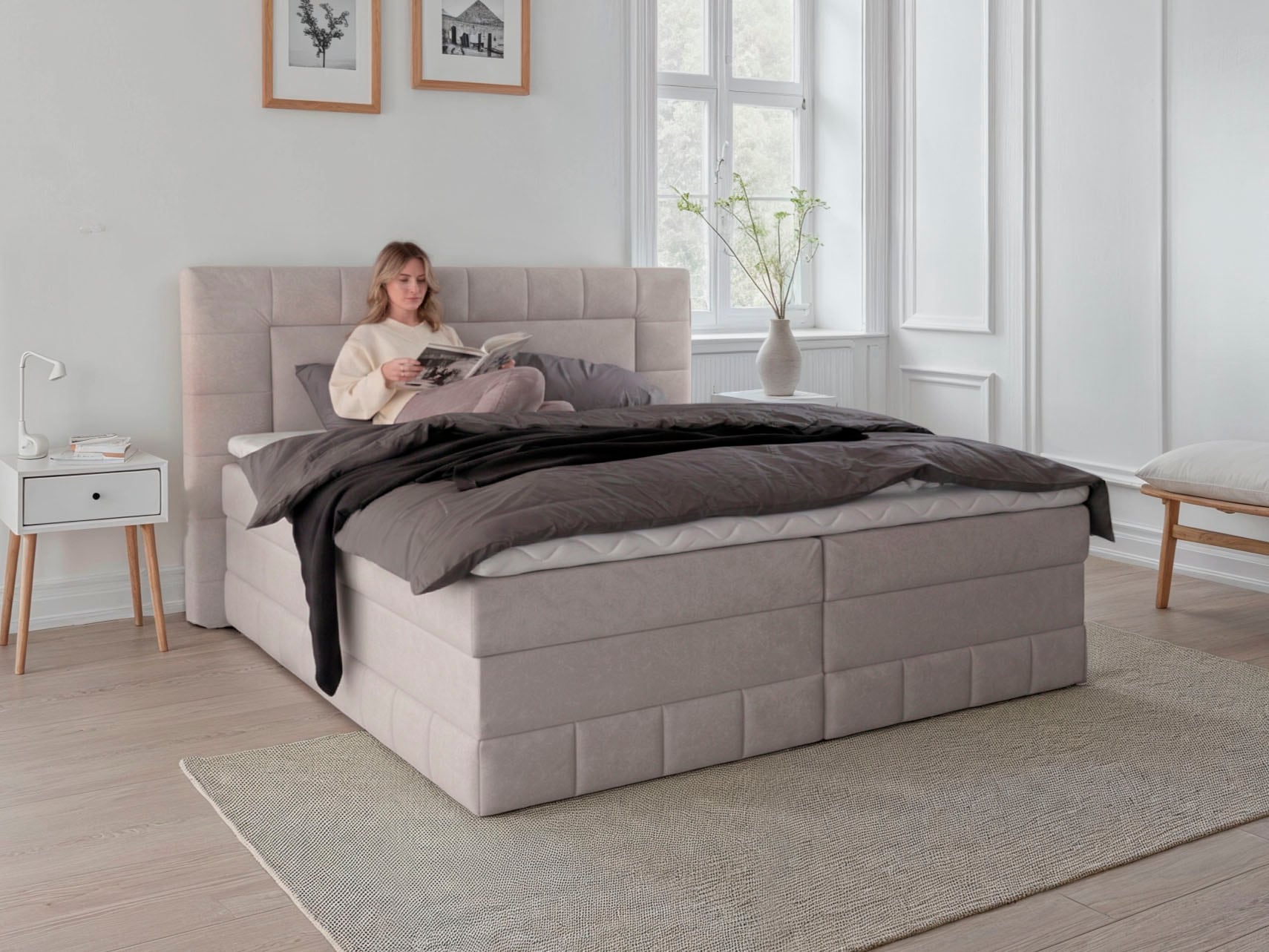 OTTO home Boxbett »PHILLIPA inkl. Bettkasten, wahlweise mit LED-Leuchten, Breite: 180cm« inkl. Kaltschaum-Topper, in verschiedenen Farben erhältlich