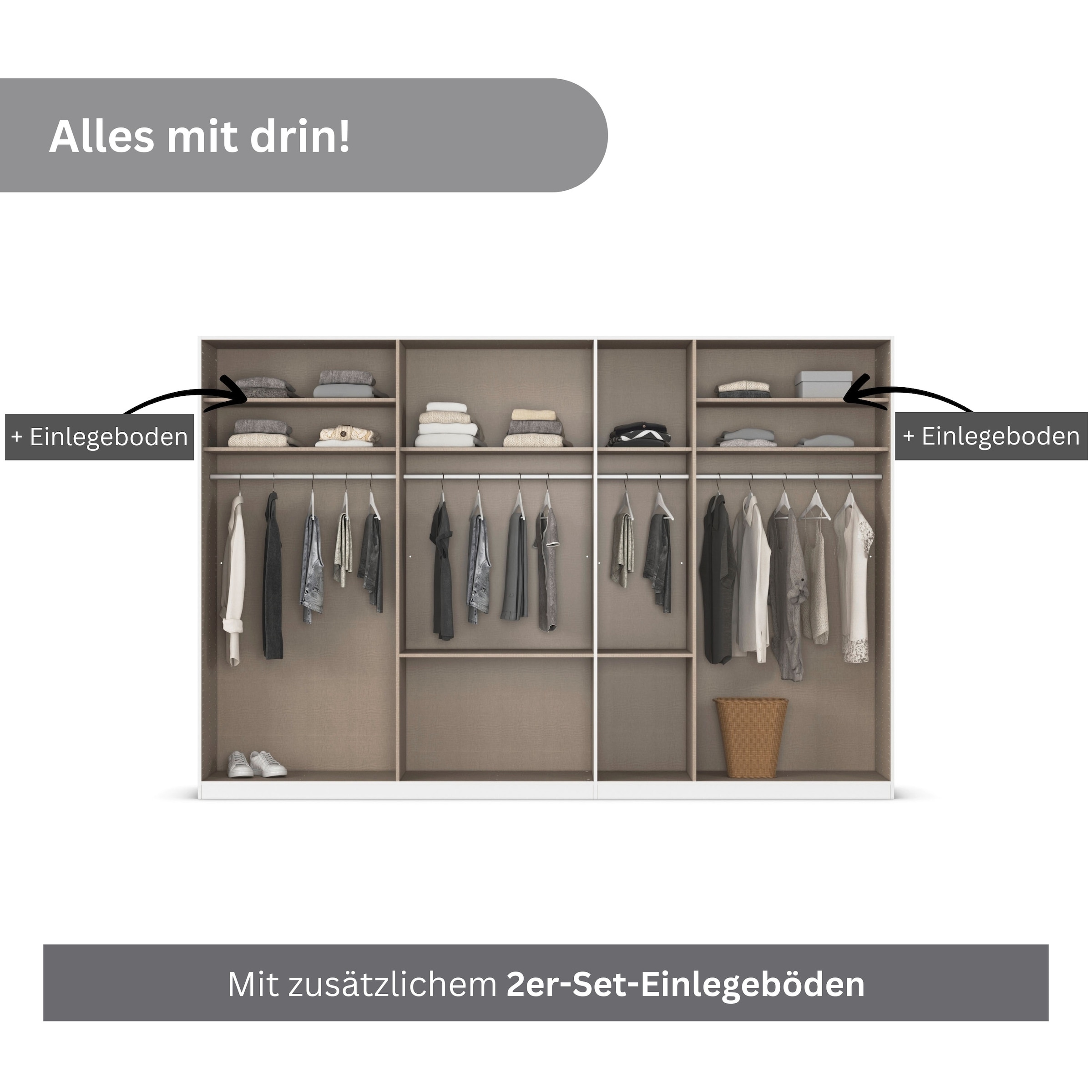 rauch Drehtürenschrank »Kleiderschrank Kleiderschränke Schrank Garderobe AGORDO mit Glasfront«, mit Außenschubkästen, in 6 Breiten und 2 Höhen MADE IN GERMANY