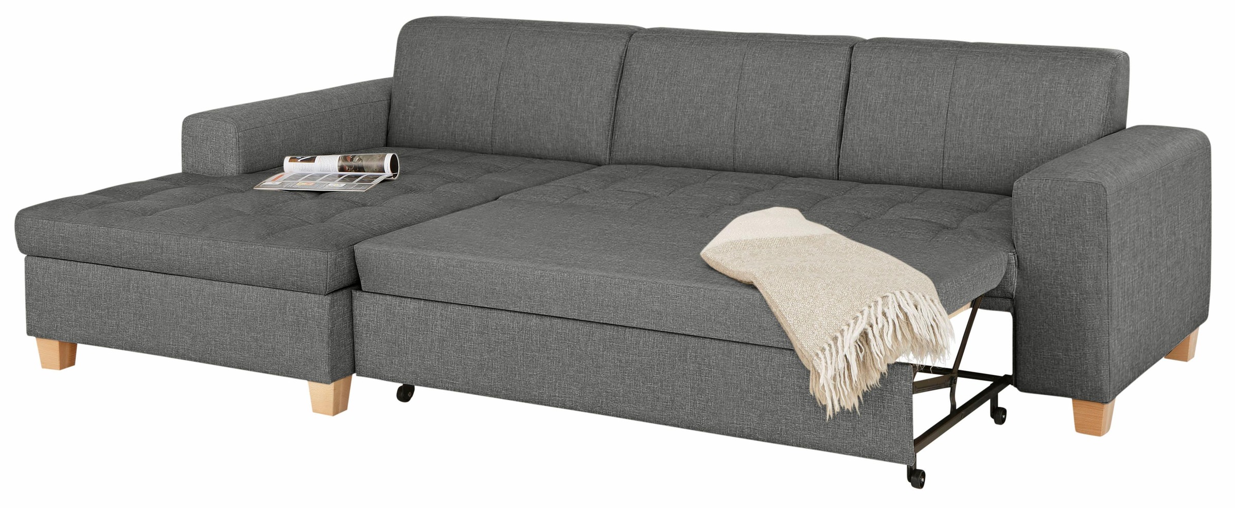 Home affaire Ecksofa »Corby L-Form«, wahlweise mit Bettfunktion, Steppung auf Sitzfläche