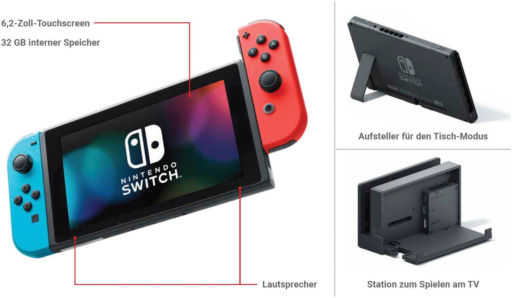 Nintendo Switch Konsolen-Set »Switch + Big Brain Academy: Kopf an Kopf«, Switch Neon-Rot/Neon-Blau inkl. Big Brain Academy