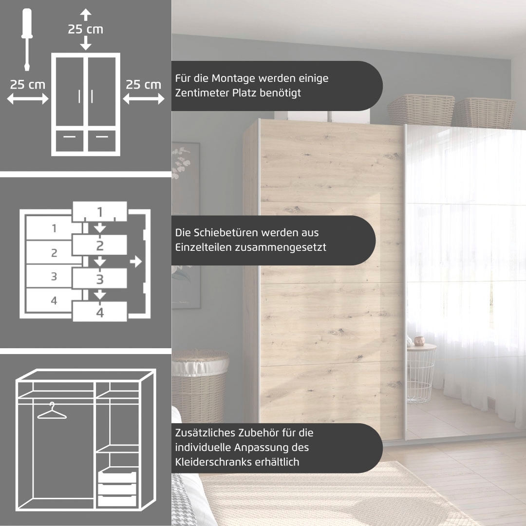 rauch Schwebetürenschrank »Subito Kleiderschrank Bestseller« Garderobe Vollspiegel Breiten 136 & 181 Höhe 197 cm - MADE IN GERMANY