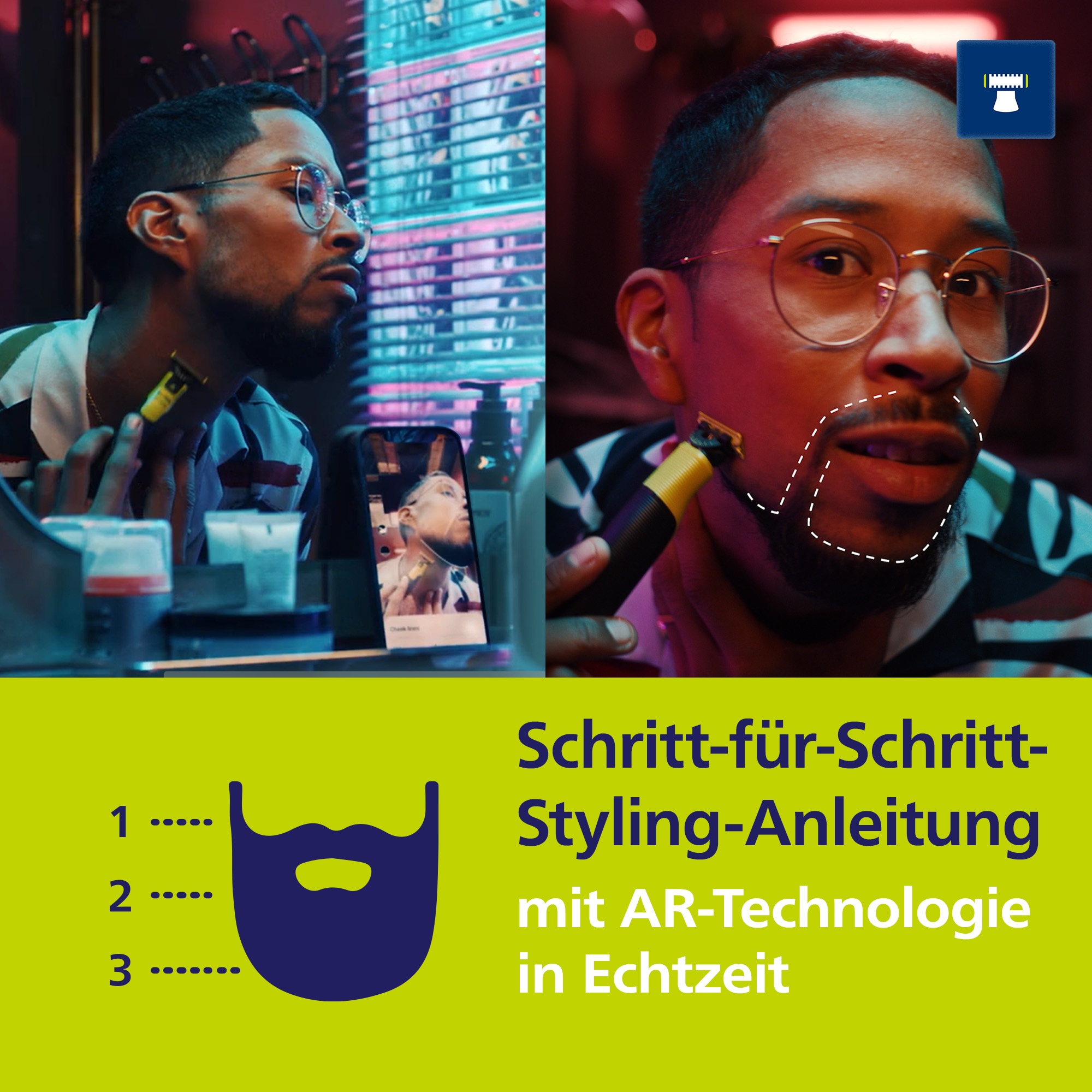Philips Elektrorasierer »OneBlade Face & Body QP4631/65«, 4 St. Aufsätze, 360-Grad-Klinge, inkl. verstellbarem 5-in-1 Kammaufsatz