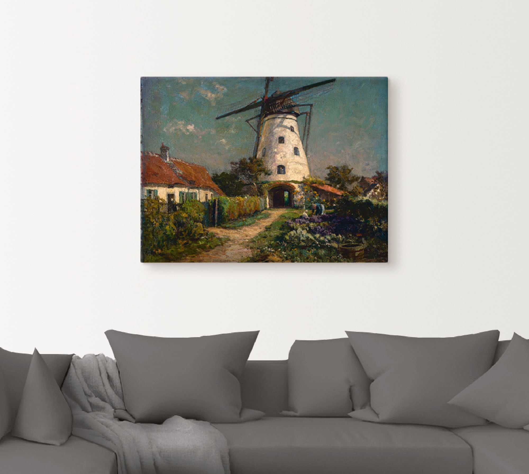 Artland Wandfolie »Bauerngarten bei einer Windmühle.«, Gebäude, (1 St.), selbstklebend