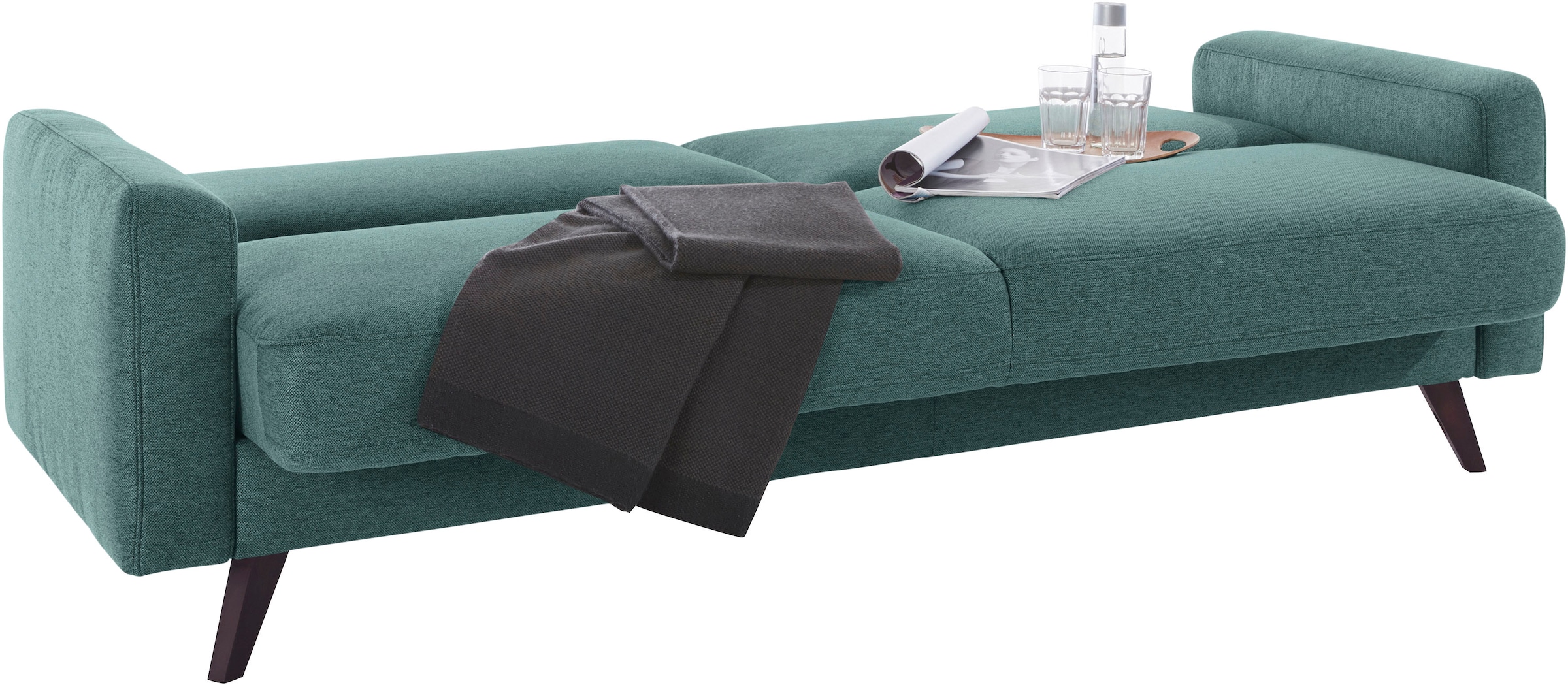 exxpo - sofa fashion 3-Sitzer »Samso, elegant und bequem, toller Sitzkomfort, Schlafsofa«, Kippcouch, inklusive Bettfunktion und Bettkasten, Komfortsitzhöhe 49cm