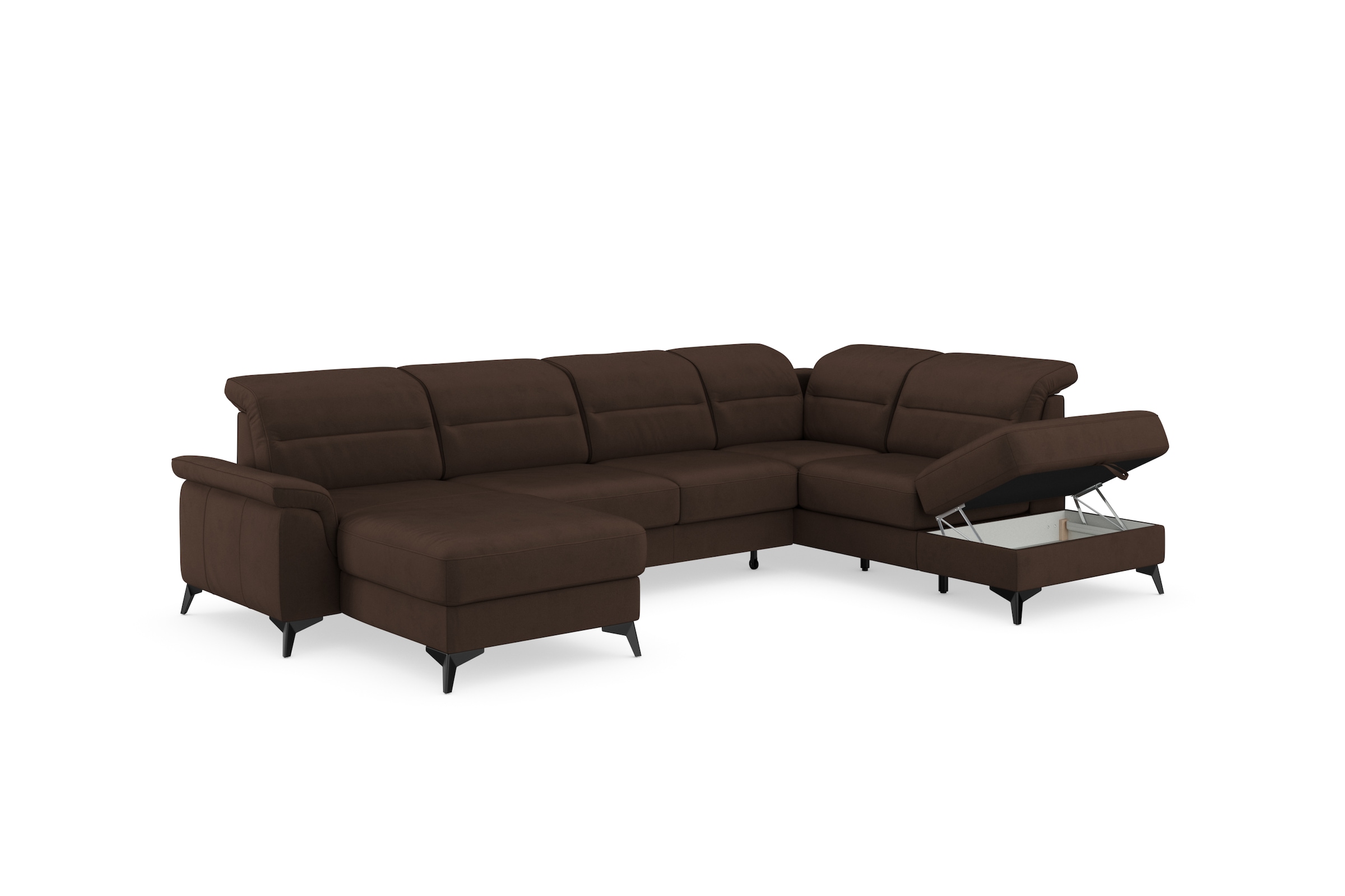 sit&more Wohnlandschaft »Sinatra U-Form«, optional mit Kopfteilverstellung und Armteilfunktion, Metallfüße