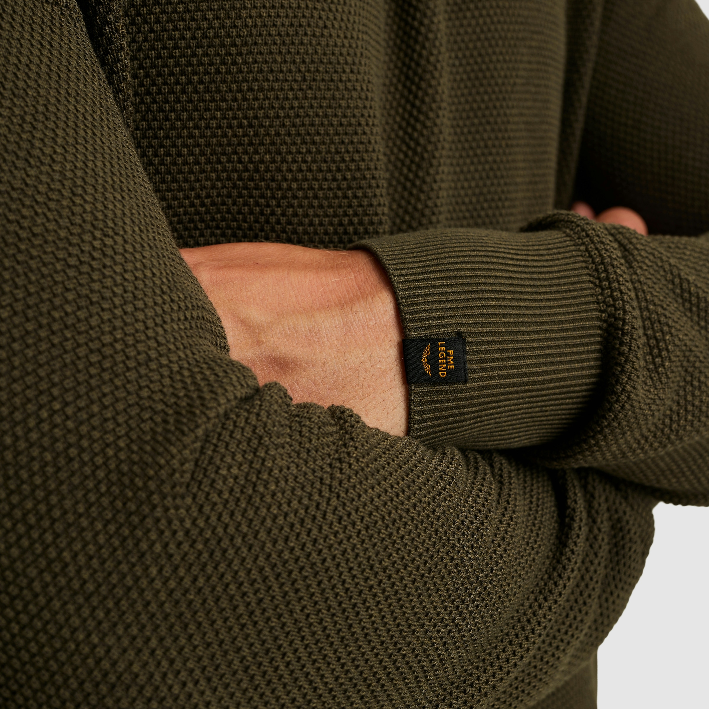 PME LEGEND Rundhalspullover mit Logo Stickerei