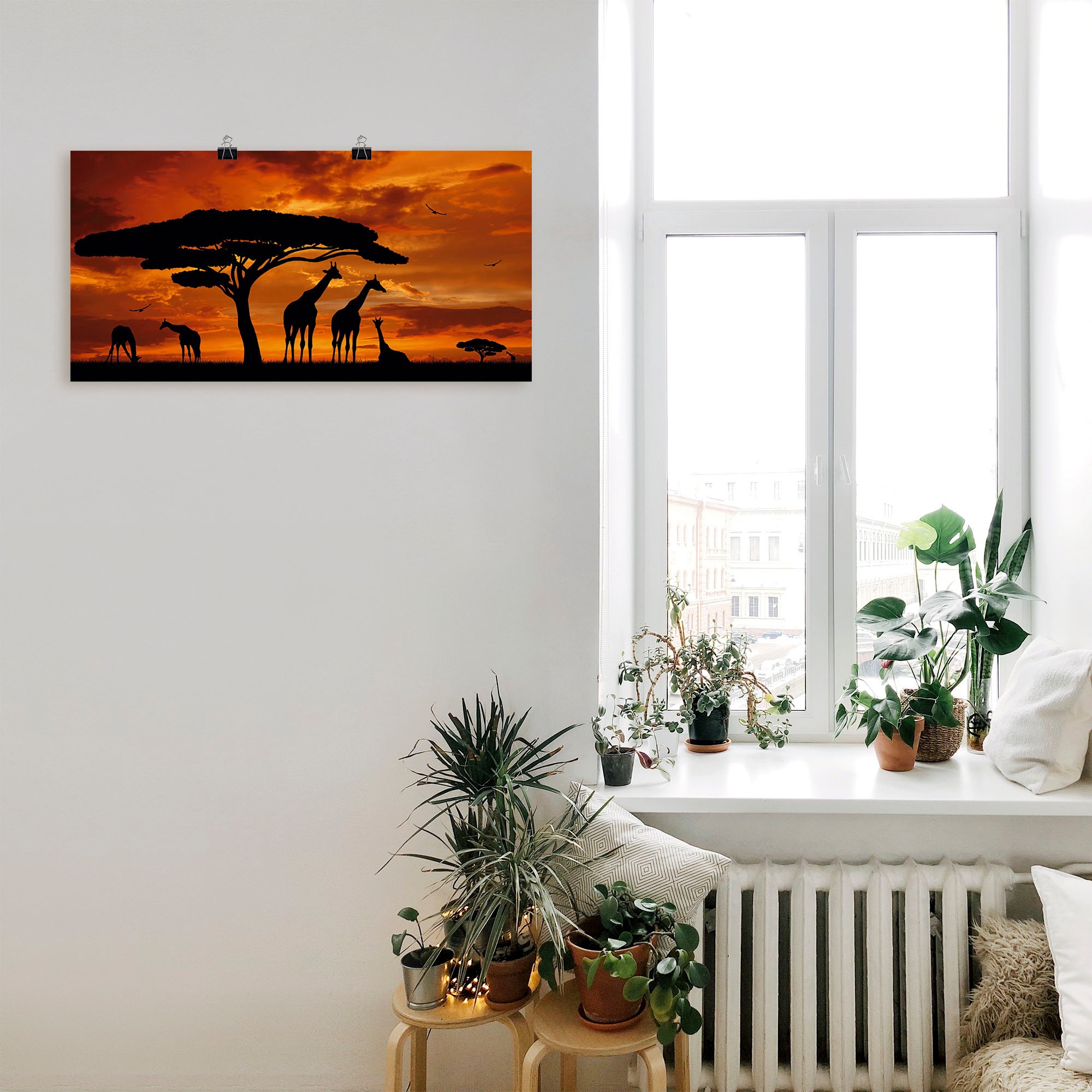 Artland Wandbild »Herde von Giraffen im Sonnenuntergang« Wildtiere 1 Stk. tlg. als Leinwandbild, Poster in verschied. Größen