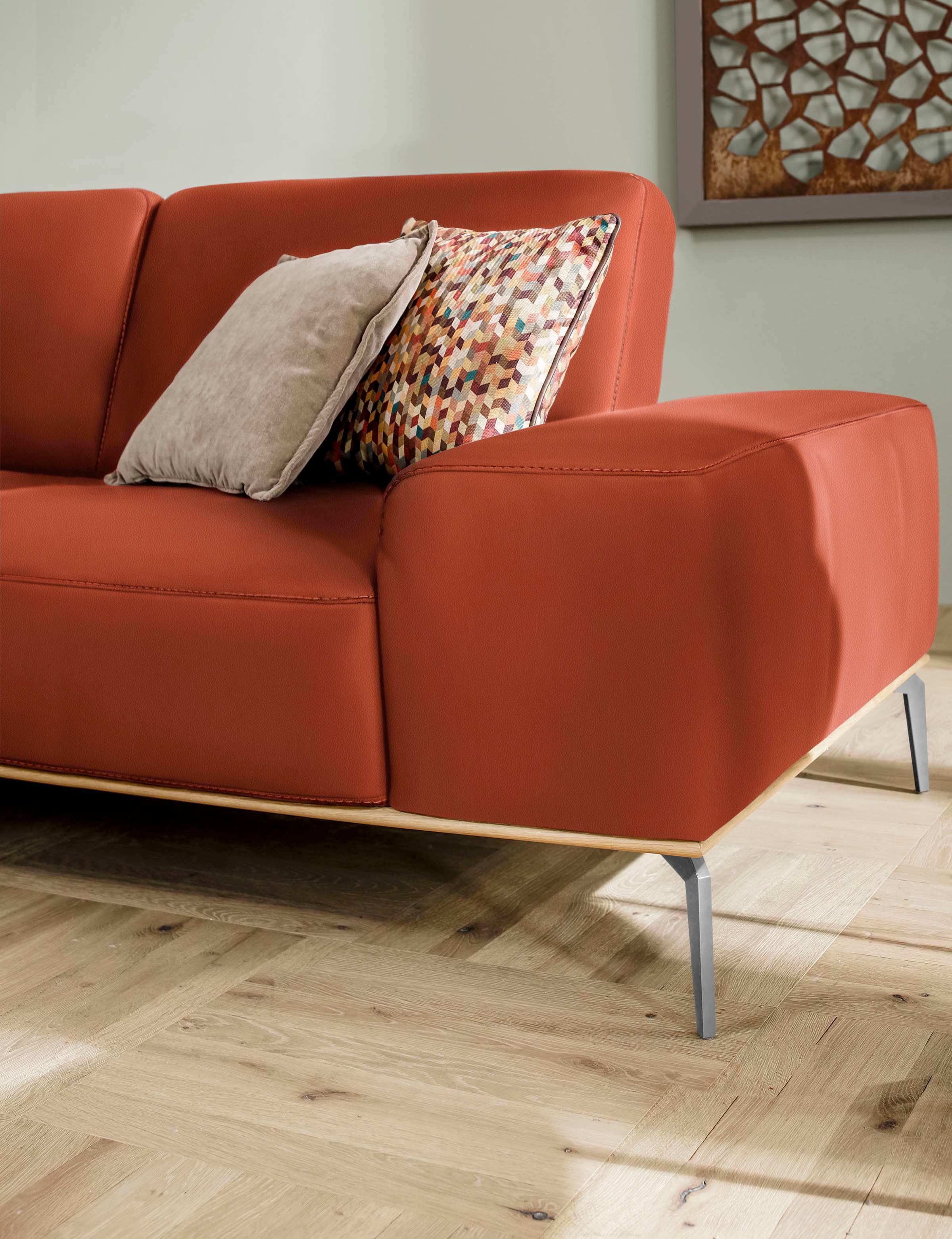 W.SCHILLIG Ecksofa »run, Designsofa mit tollem Sitzkomfort, bequem, L-Form«, mit elegantem Holzsockel, Füße in Chrom glänzend, Breite 319 cm