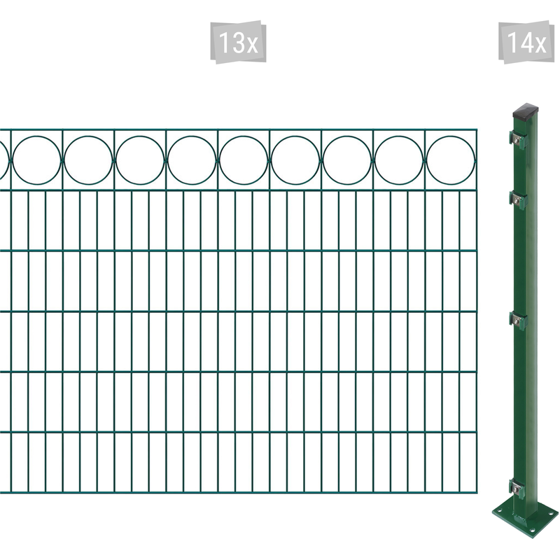 ARVOTEC Doppelstabmattenzaun »EASY 120 zum Aufschrauben "Ring" mit Zierleiste« Zaunhöhe 120 cm, Zaunlänge 2 - 60 m dunkelgrün