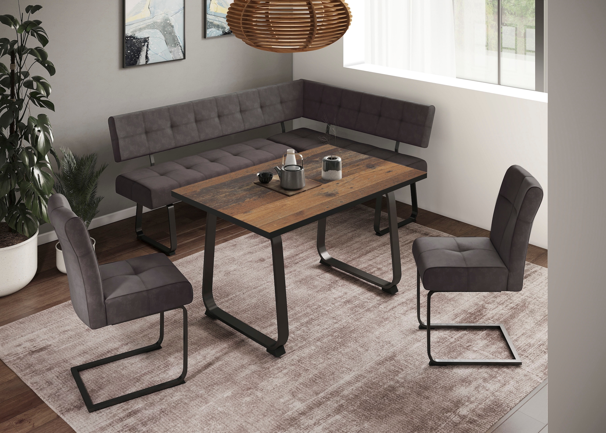 HELA Essgruppe »RUHR« 4 Stk. tlg. Kufentisch 140x90 cm, Schwingstuhl und Ba günstig online kaufen