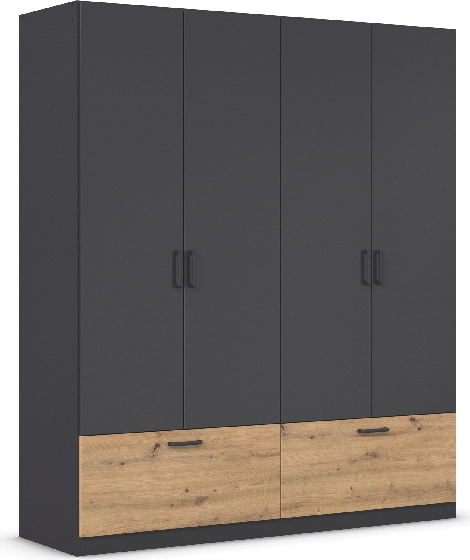 rauch Drehtürenschrank »Kleiderschrank Schrank Garderobe Wäscheschrank BARI«, mit Schubkästen und modernem Griff in Graumetallic MADE IN GERMANY