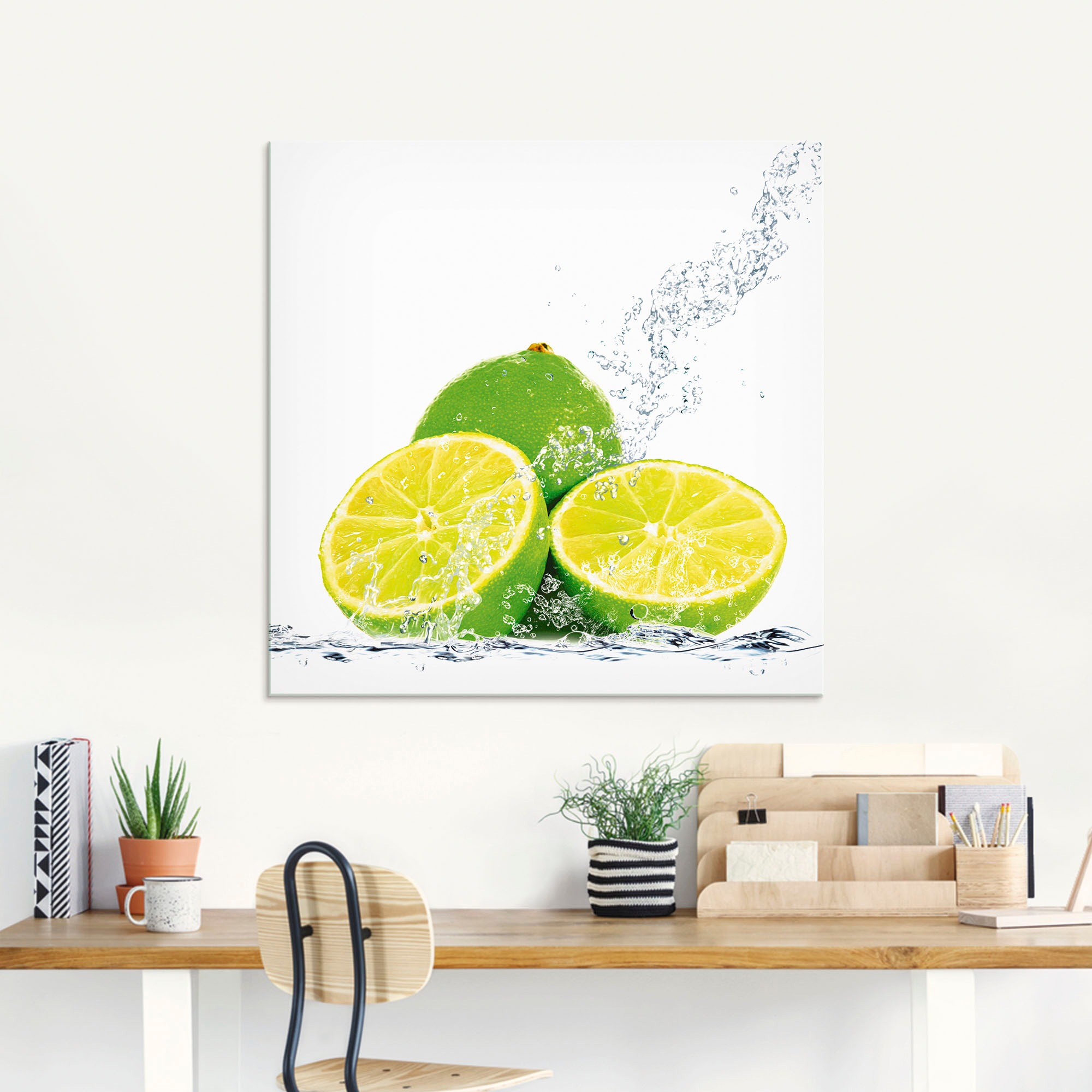 Artland Glasbild »Limette mit Spritzwasser« Lebensmittel 1 Stk. tlg. in ver günstig online kaufen