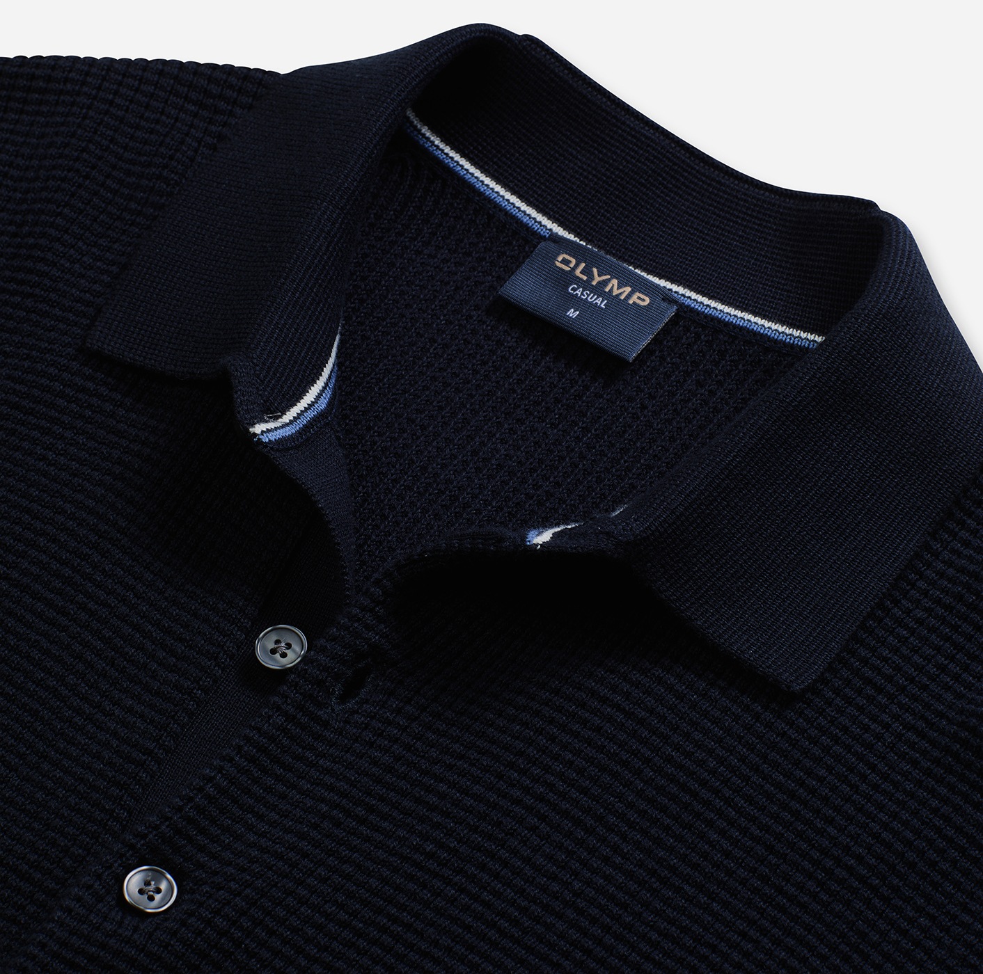 OLYMP Polokragenpullover »Waffle Structure Pullover«, strukturiert, unifarben, regular fit, Strick