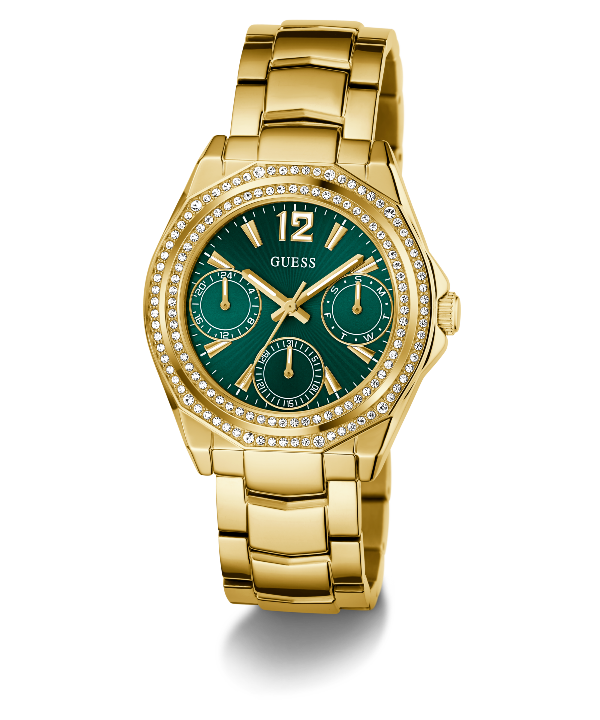 Guess Multifunktionsuhr »RITZY«, Quarzuhr, Armbanduhr, Damenuhr, Edelstahlarmband, Datum