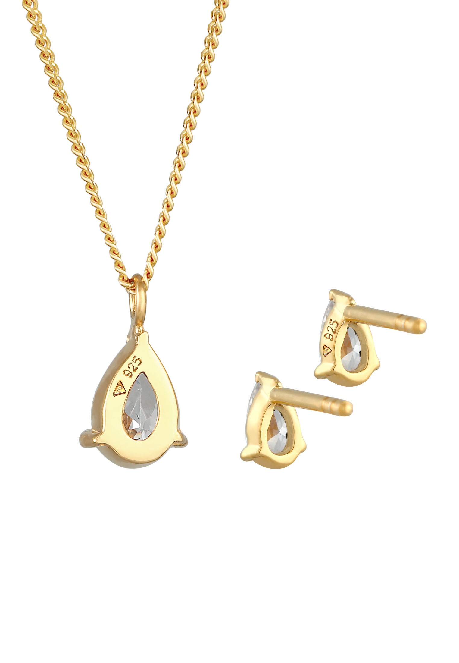 Elli Schmuckset »Kette Ohrstecker Tropfen Zirkonia Set 925 Silber«