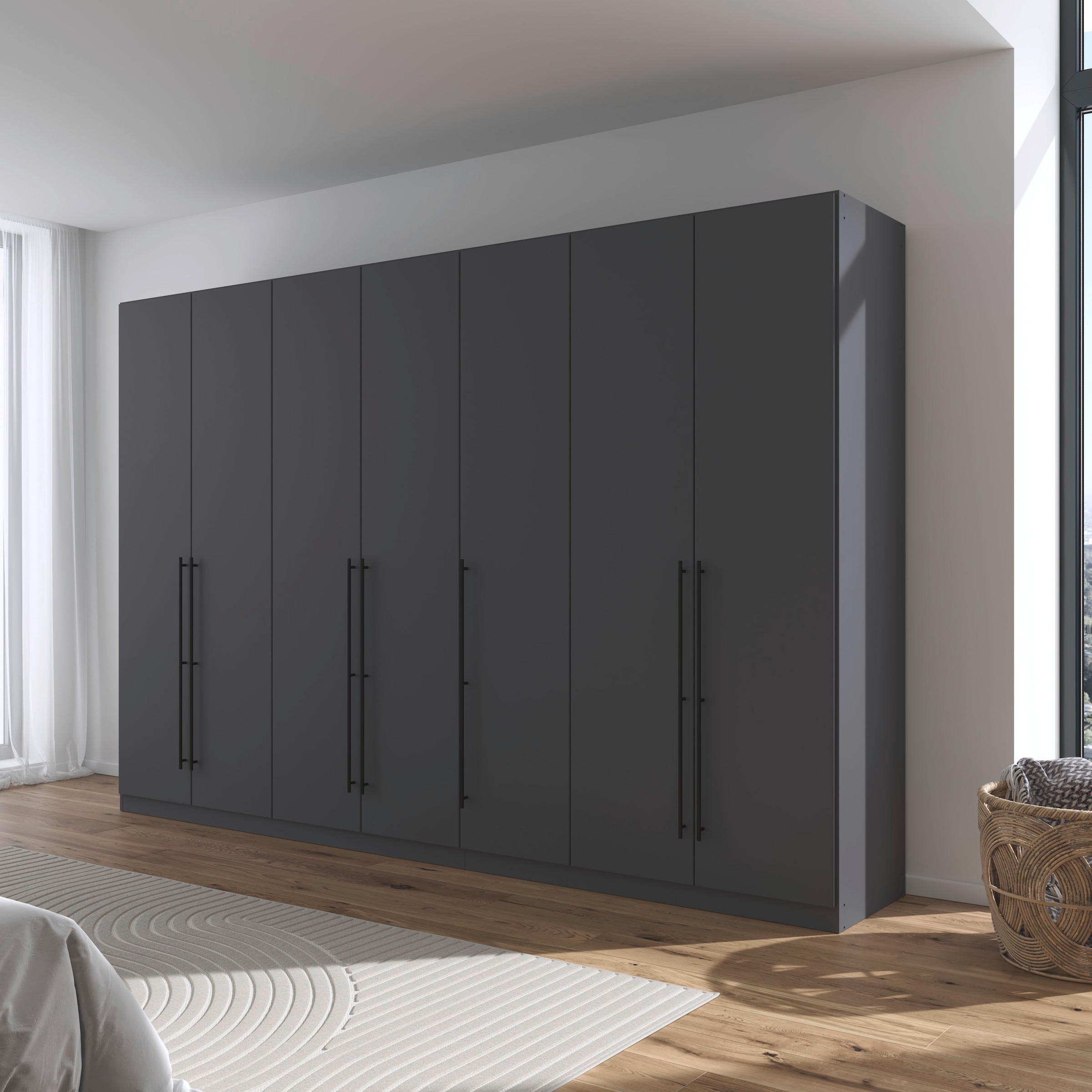 rauch Kleiderschrank »Drehtürenschrank Schrank Garderobe Wäscheschrank Schlafzimmer AVOLA«, (in 3 verschiedenen Ausstattungen BASIC/CLASSIC/PREMIUM), mit hochwertigen Stangengriffen in Schwarz aus Metall MADE IN GERMANY
