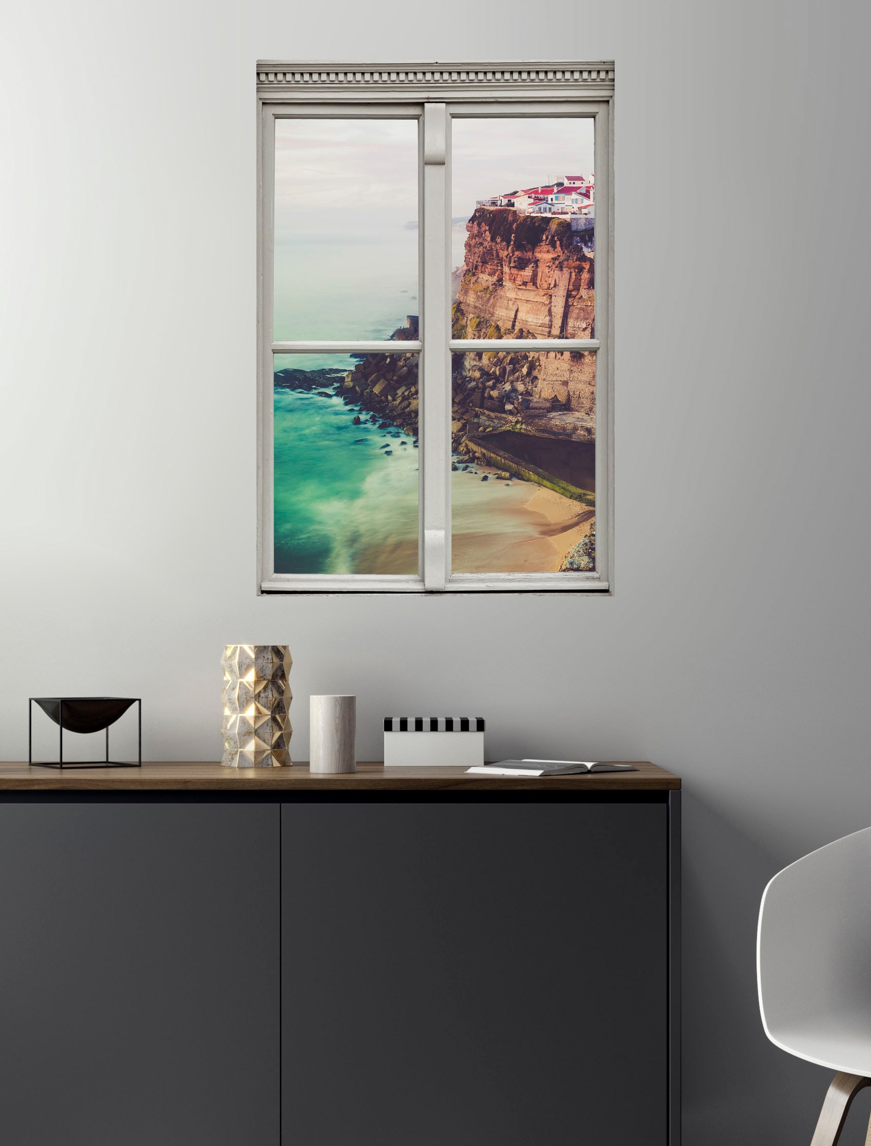 queence Wandsticker »Küste«, Wandsticker, Wandbild, selbstklebend, 3D, Fenster