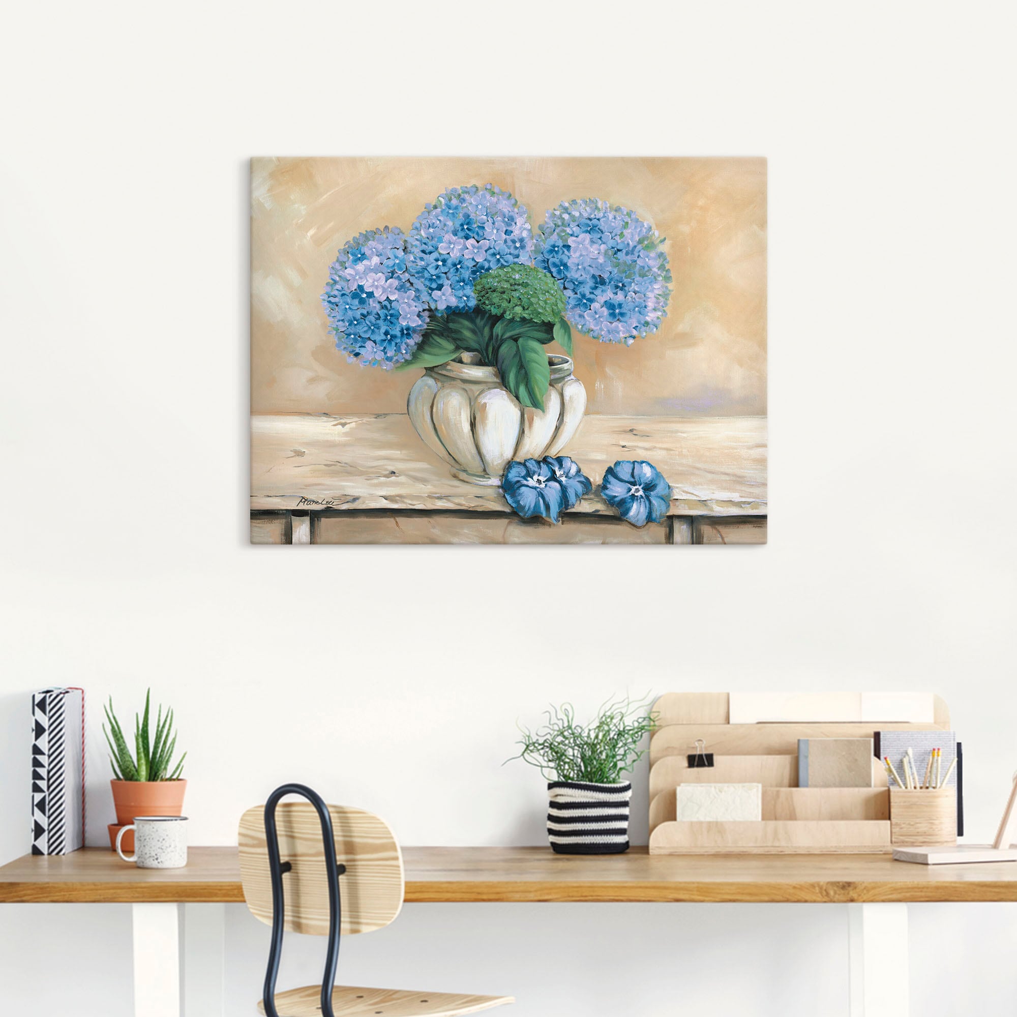 Artland Leinwandbild »Blaue Hortensien«, Blumen, (1 St.), auf Keilrahmen gespannt