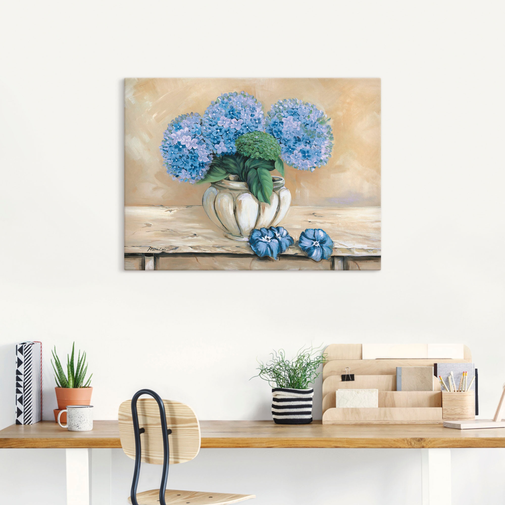 Artland Leinwandbild »Blaue Hortensien«, Blumen, (1 St.), auf Keilrahmen ge günstig online kaufen