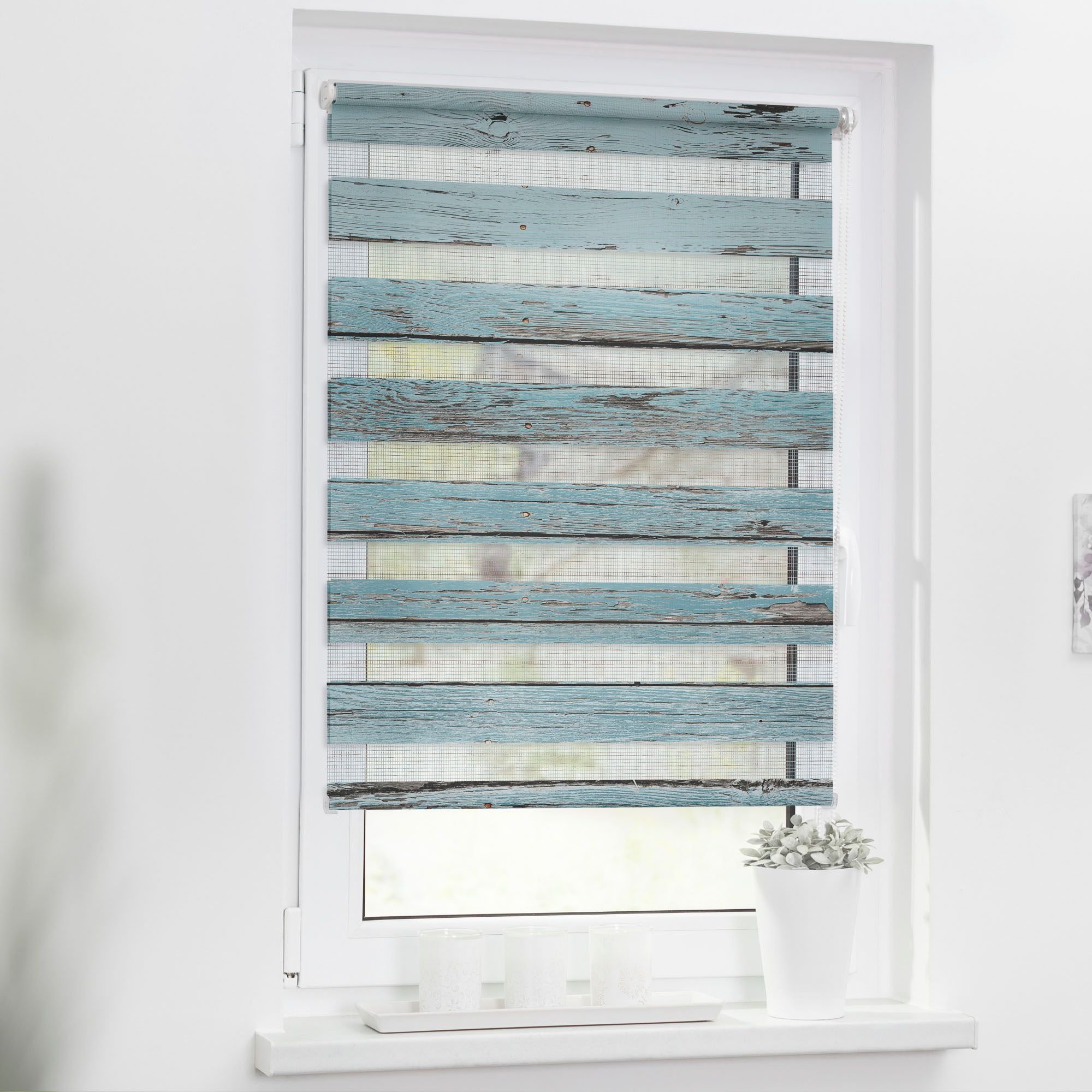 LICHTBLICK ORIGINAL Doppelrollo »Duo Rollo Motiv Bretter-Vintage«, Lichtsch günstig online kaufen