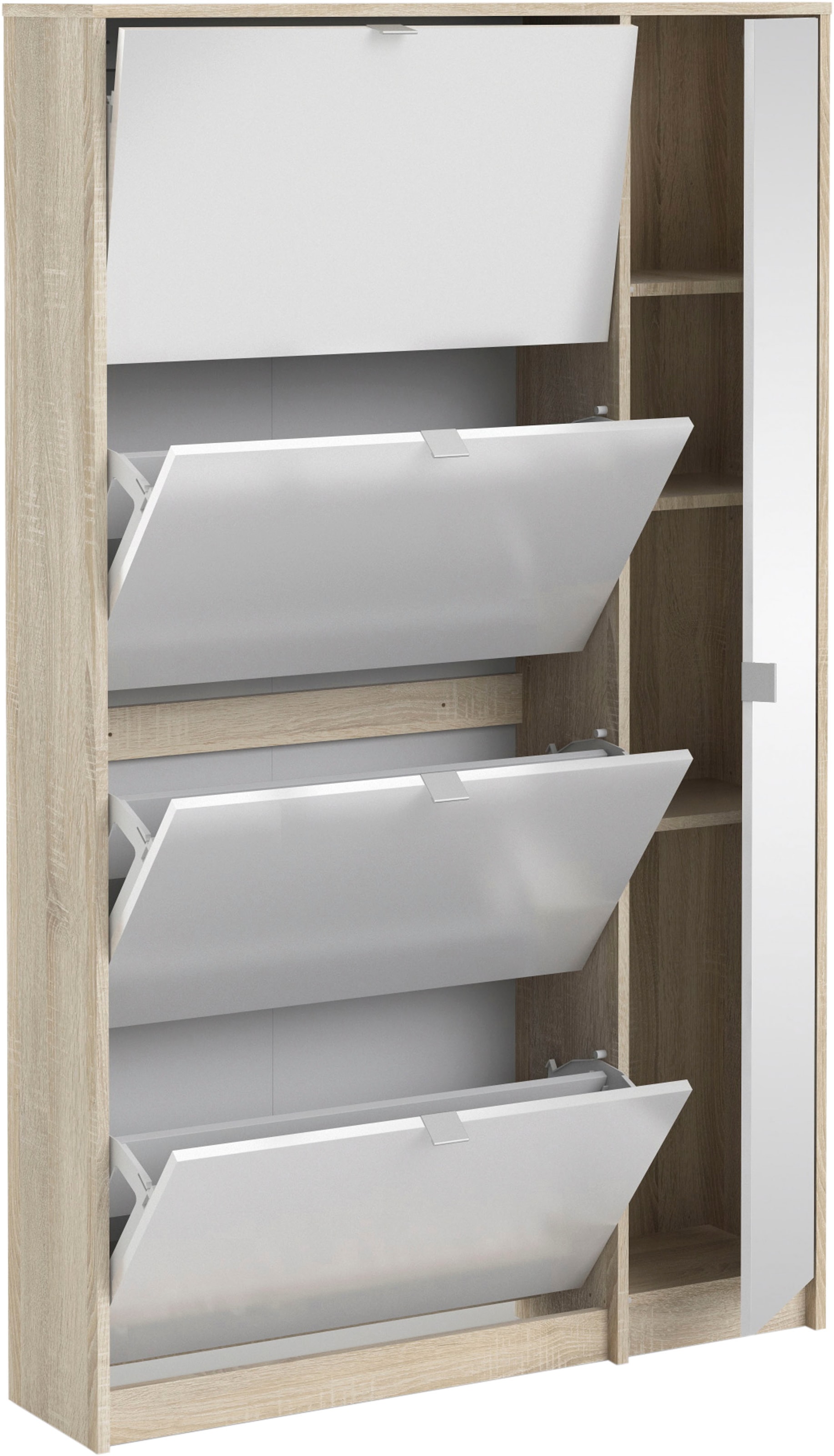 INOSIGN Schuhschrank »Shoes Schuhaufbewahrung, Schuhkommode, Schuhregal,«, mit 3 Klappen, 2 Böden und 1 Tür, Breite 98,8 cm Höhe 162 cm