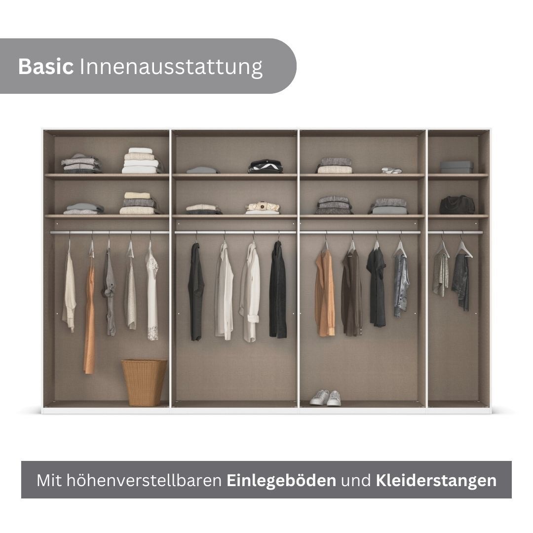 LeGer Home by Lena Gercke Kleiderschrank »Schrank Garderobe Ankleide Schlafzimmer Flur Serina«, (in 3 verschiedenen Ausstattungen BASIC/CLASSIC/PREMIUM), in 6 Breiten (101 - 401 cm) mit Front Glas oder Dekor MADE IN GERMANY