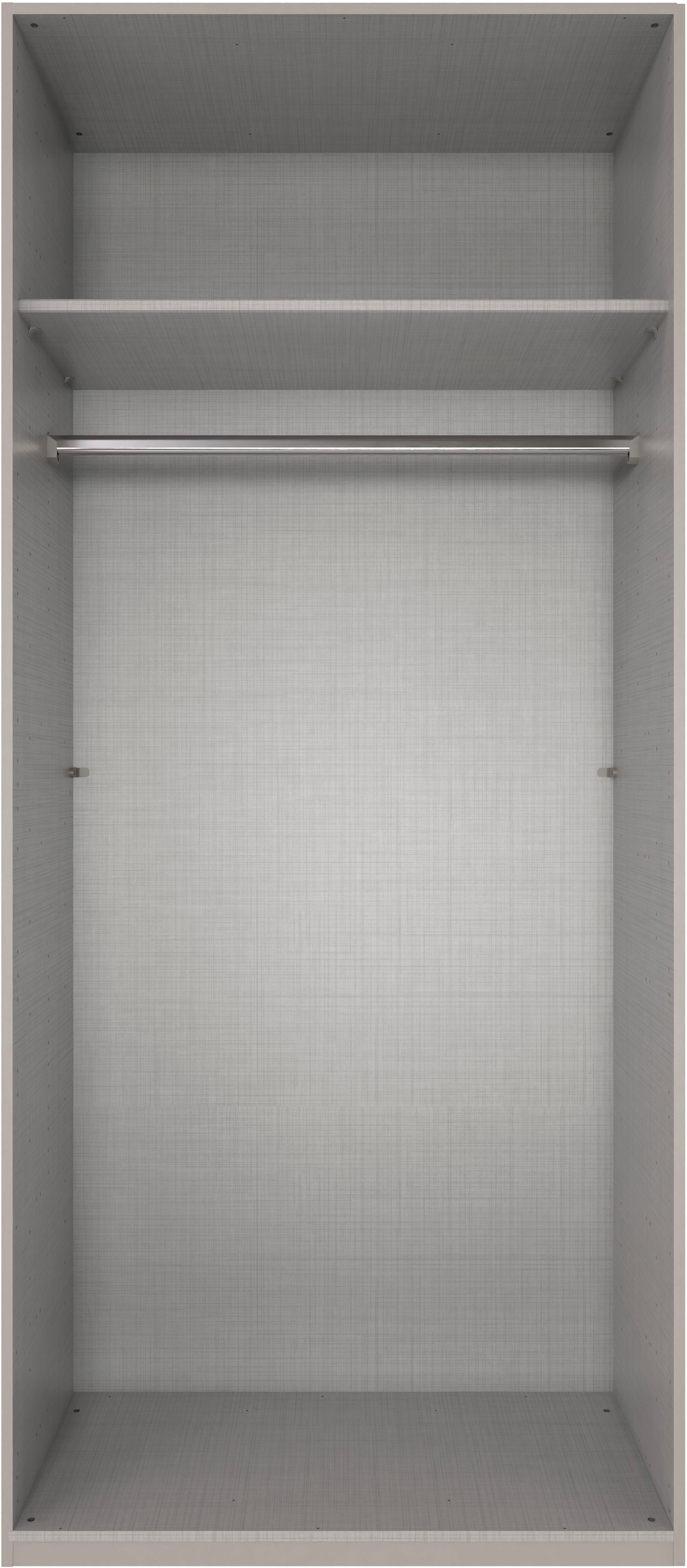 Wimex Kleiderschrank »Mugano, in 5 Breiten und 2 Höhen, Made in Germany«, (in Basic oder Premium Ausstattung mit 2 weiteren Einlegeböden), mit langen Griffstangen aus Metall, wahlweise mit oder ohne Spiegel